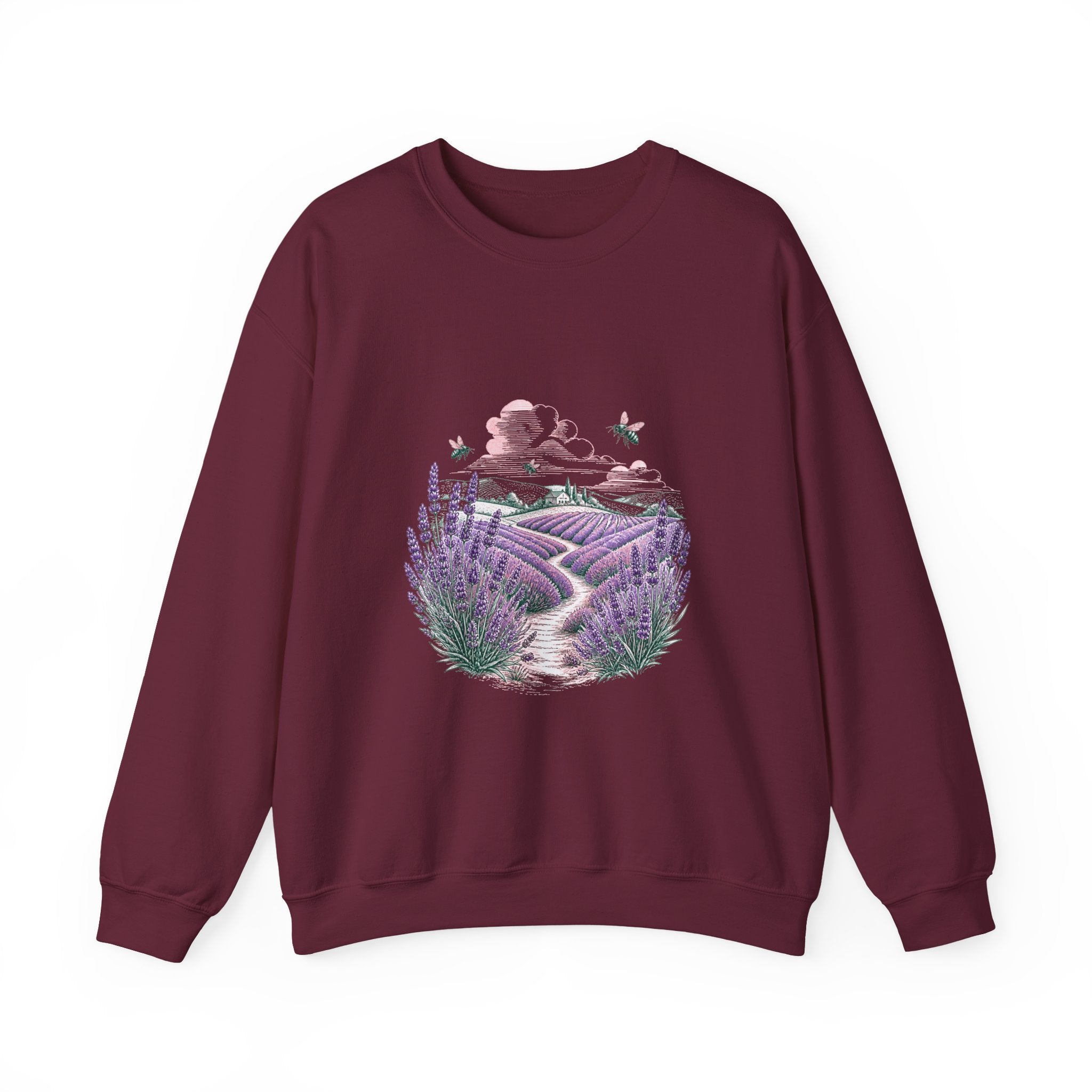 Matching Couple Sweatshirt - Lavender Fields & Canyon Matching Couple Comfort Colors Crew Hand-Drawn Art His Hers Anniversary Gift - Design A