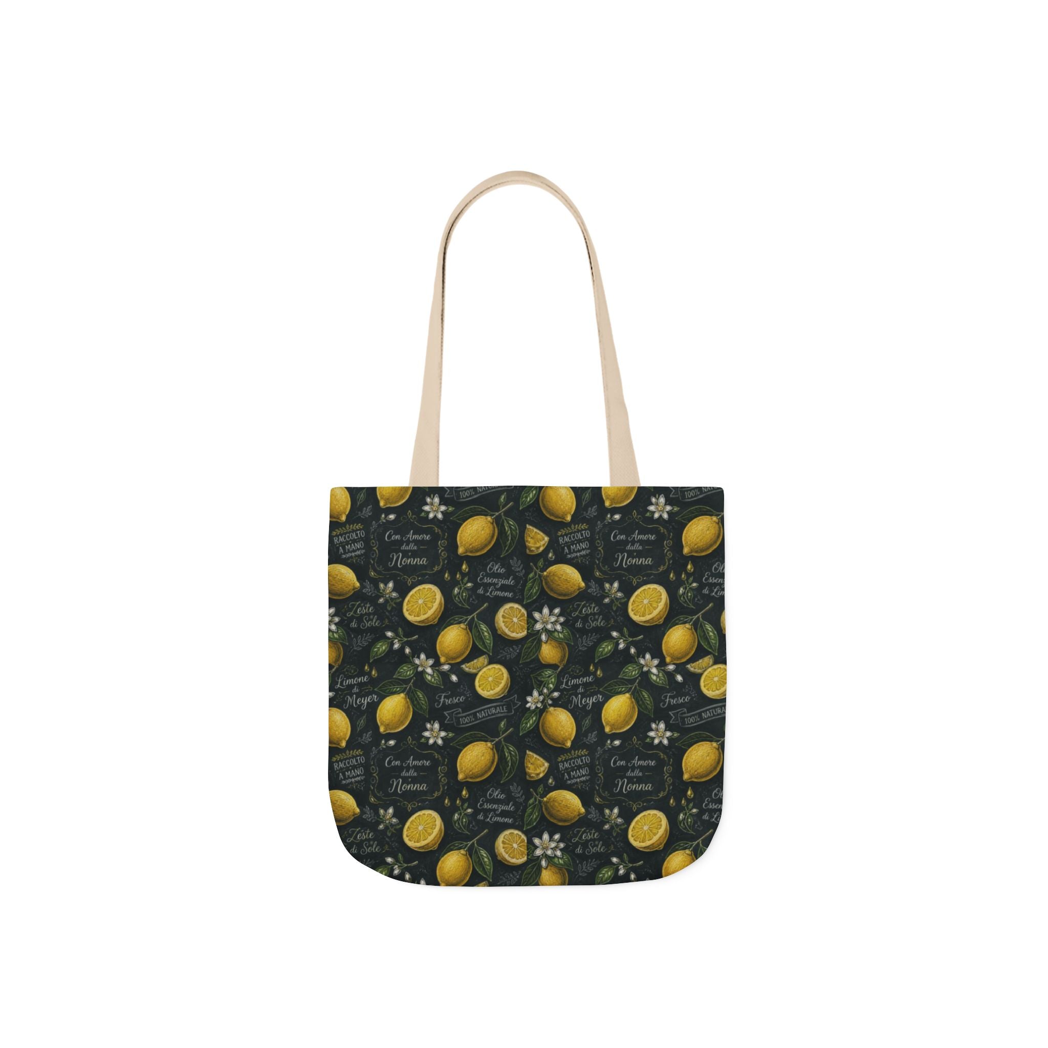 Meyer Lemons Canvas Tote Bag Mediterranean Kitchen Chalk Art Design Italian Cottagecore Gift