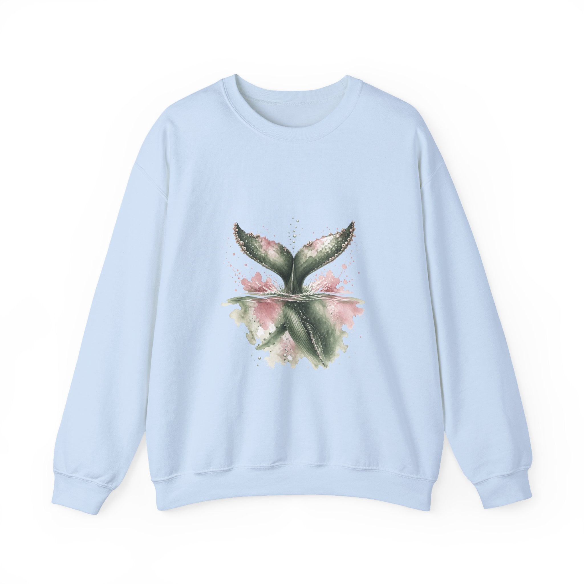 Matching Couple Sweatshirt - Eagle & Whale Matching Couple Comfort Colors Crew Watercolor Art His Hers Birthday Gift - Design B