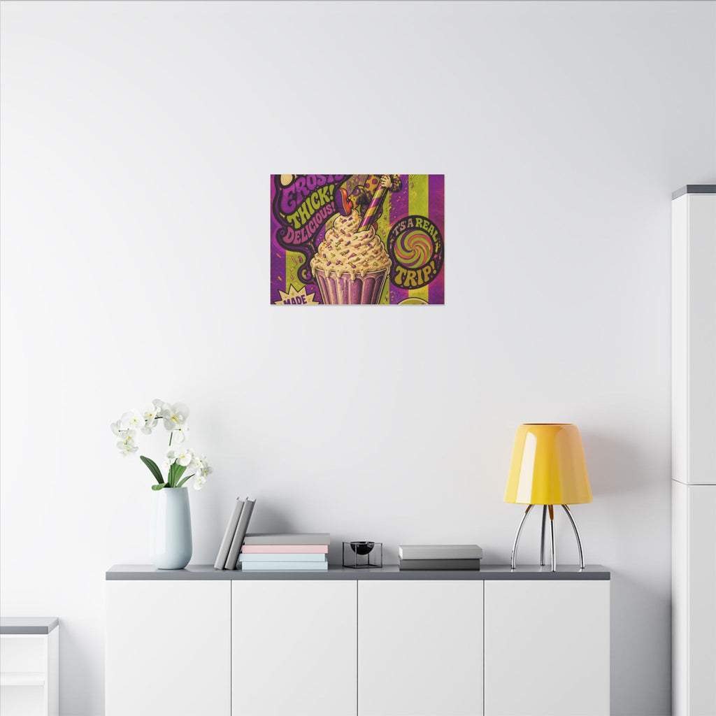 Milkshake Slide Clown Wall Art Canvas 16×20 Psychedelic Cafe Decor Maximalist Print