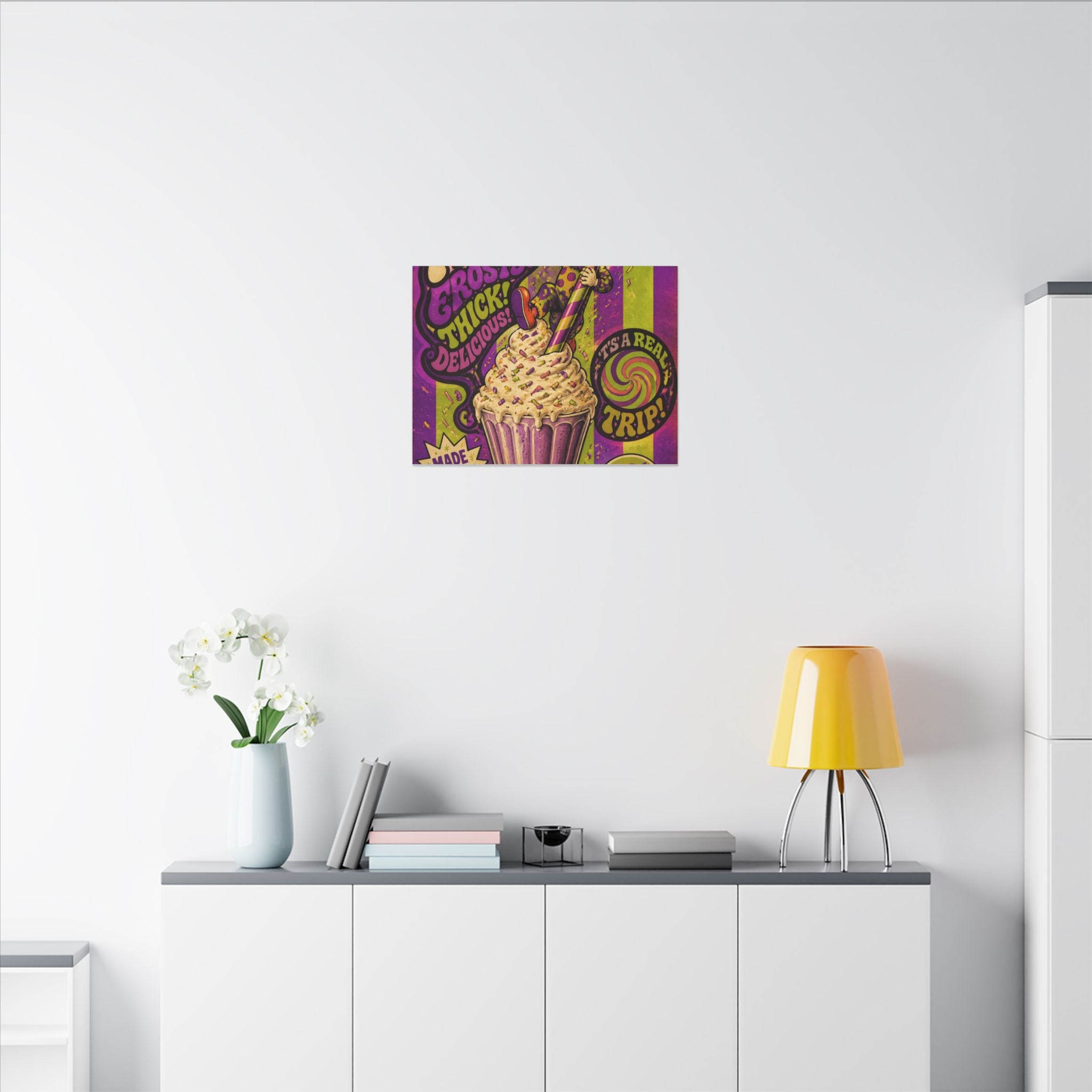 Milkshake Slide Clown Wall Art Canvas 16×20 Psychedelic Cafe Decor Maximalist Print