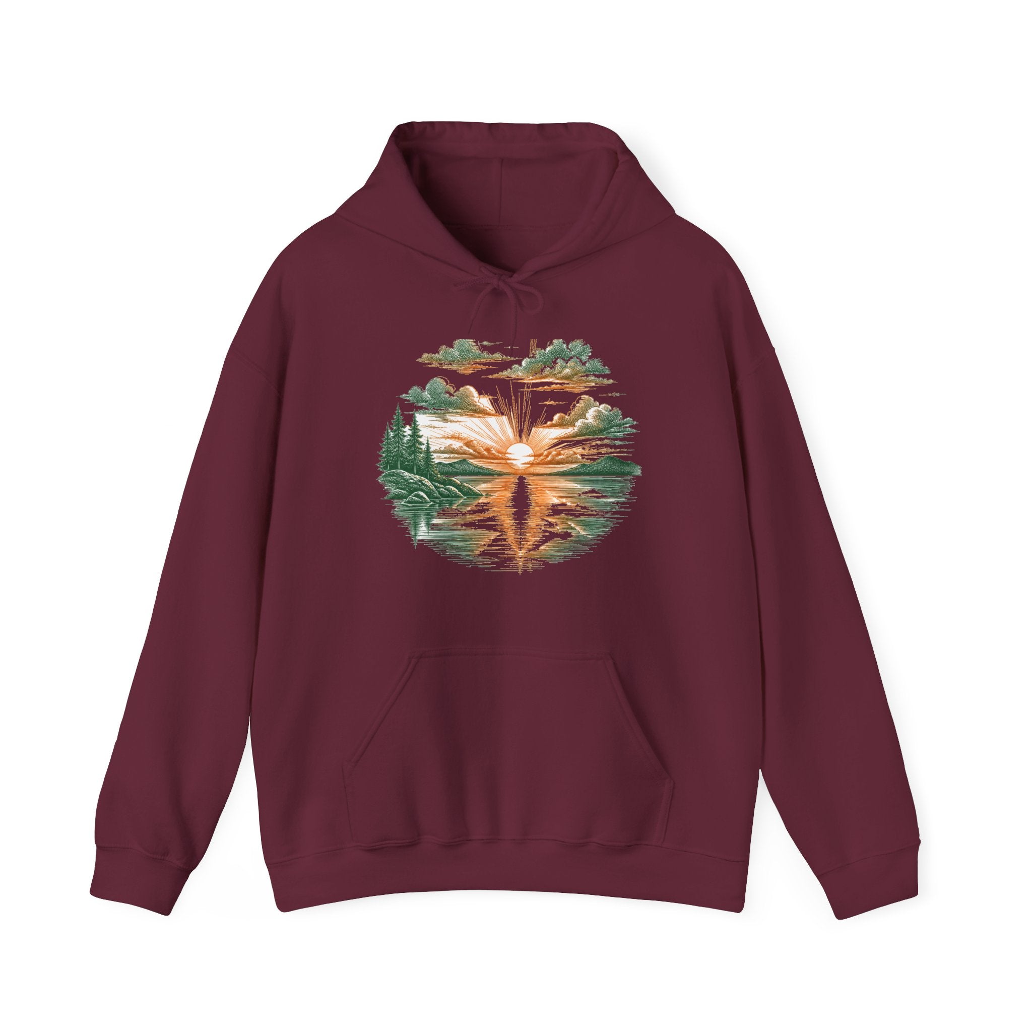 Matching Couple Sweatshirt - Sunrise & Sunset Matching Couple Hooded Sweatshirt Hand-Drawn Art His Hers Best Friend Gift - Design A