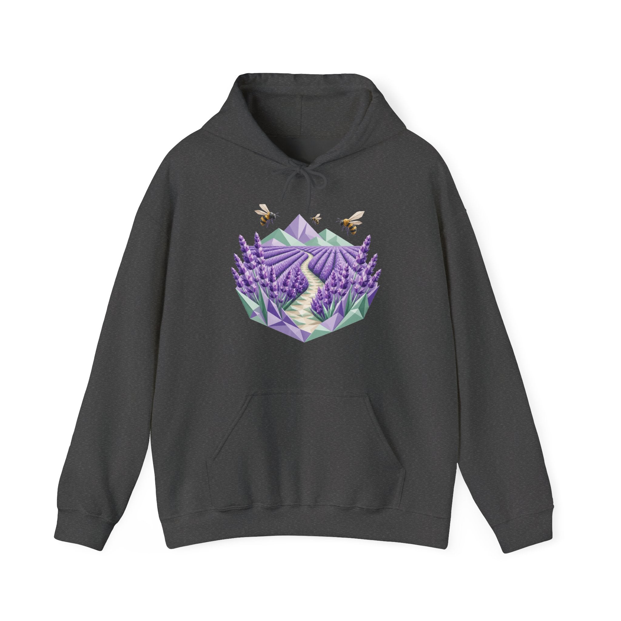Matching Couple Sweatshirt - Lavender Fields & Canyon Matching Couple Hooded Sweatshirt Geometric Art His Hers Couple Gift - Design A