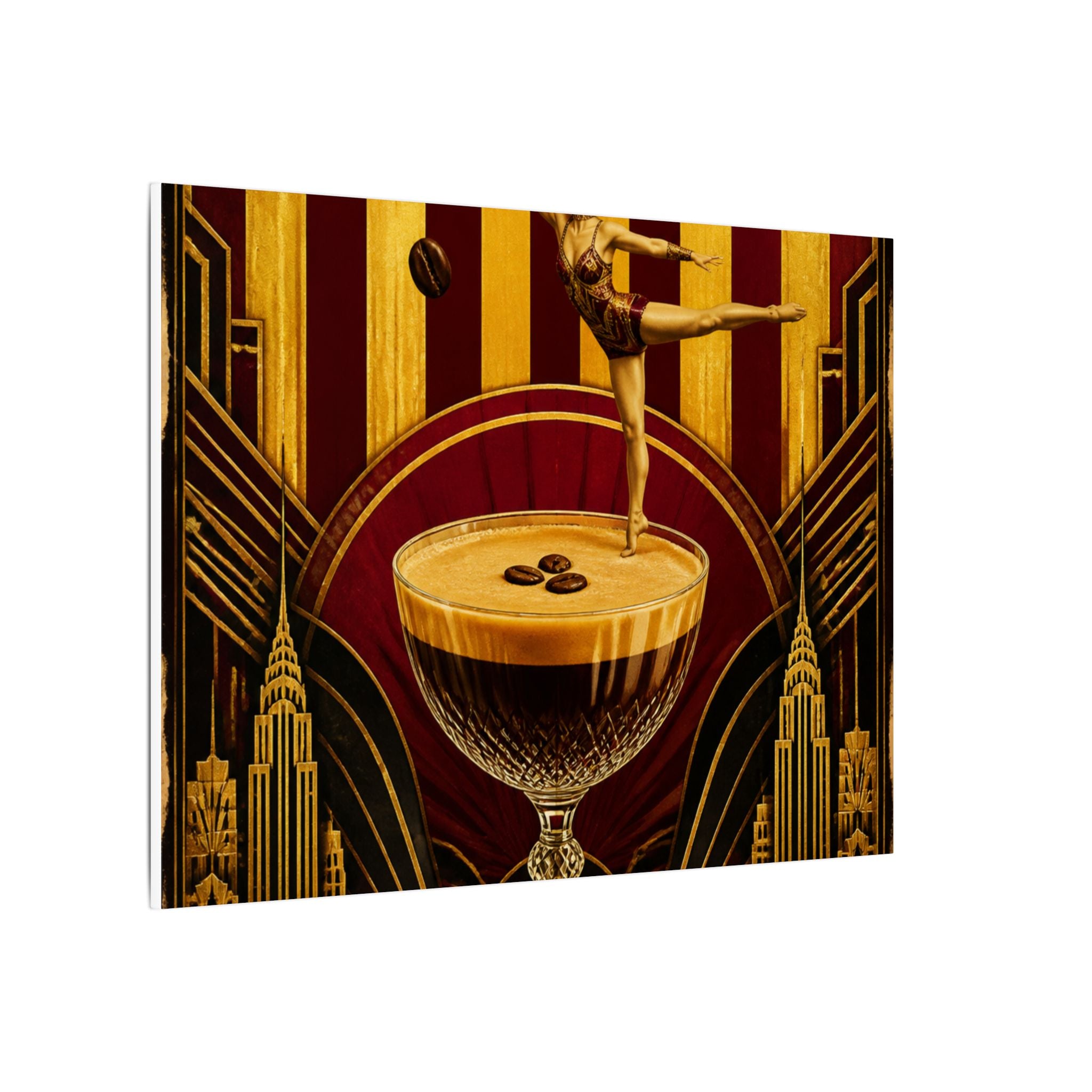 Espresso Martini Acrobat Wall Art Canvas 16×20 Art Deco Entryway Decor Maximalist Print