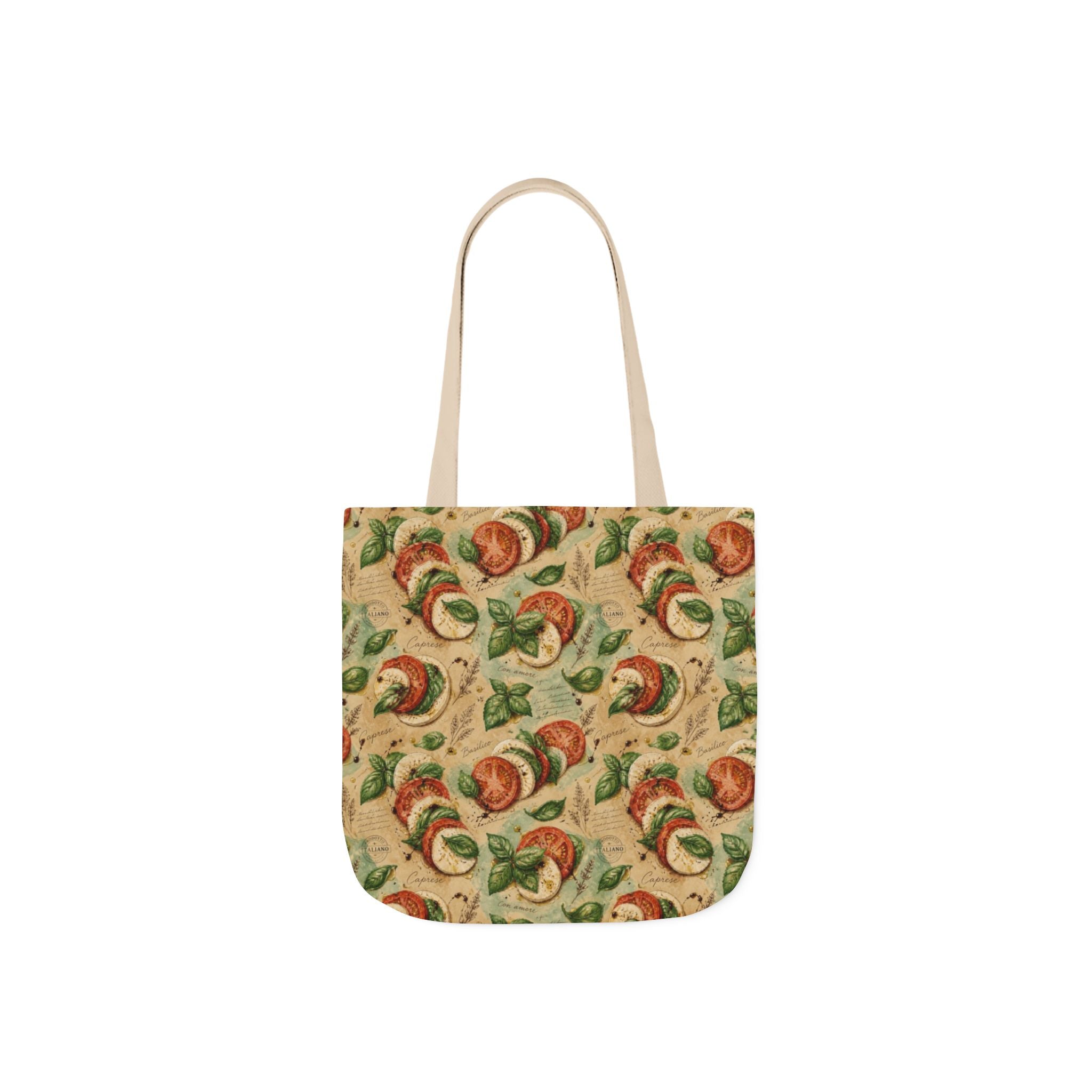 Caprese Arrangement Canvas Tote Bag Mediterranean Kitchen Watercolor Design Italian Cottagecore Gift