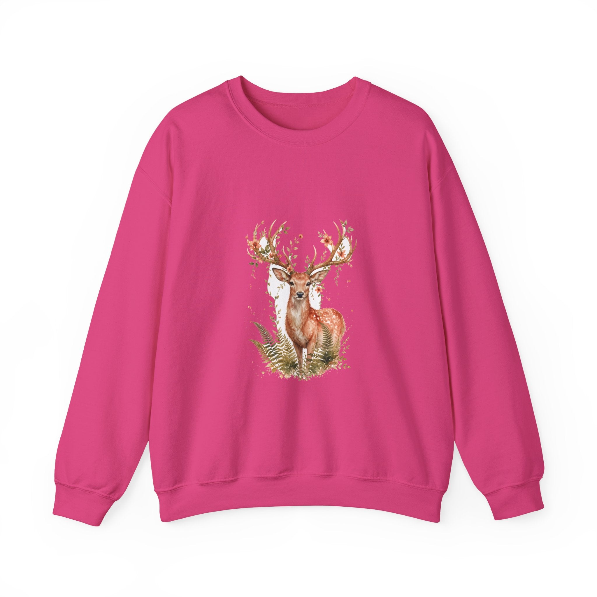 Matching Couple Sweatshirt - Bear & Deer Matching Couple Crewneck Sweatshirt Watercolor Art His Hers Engagement Gift - Design B