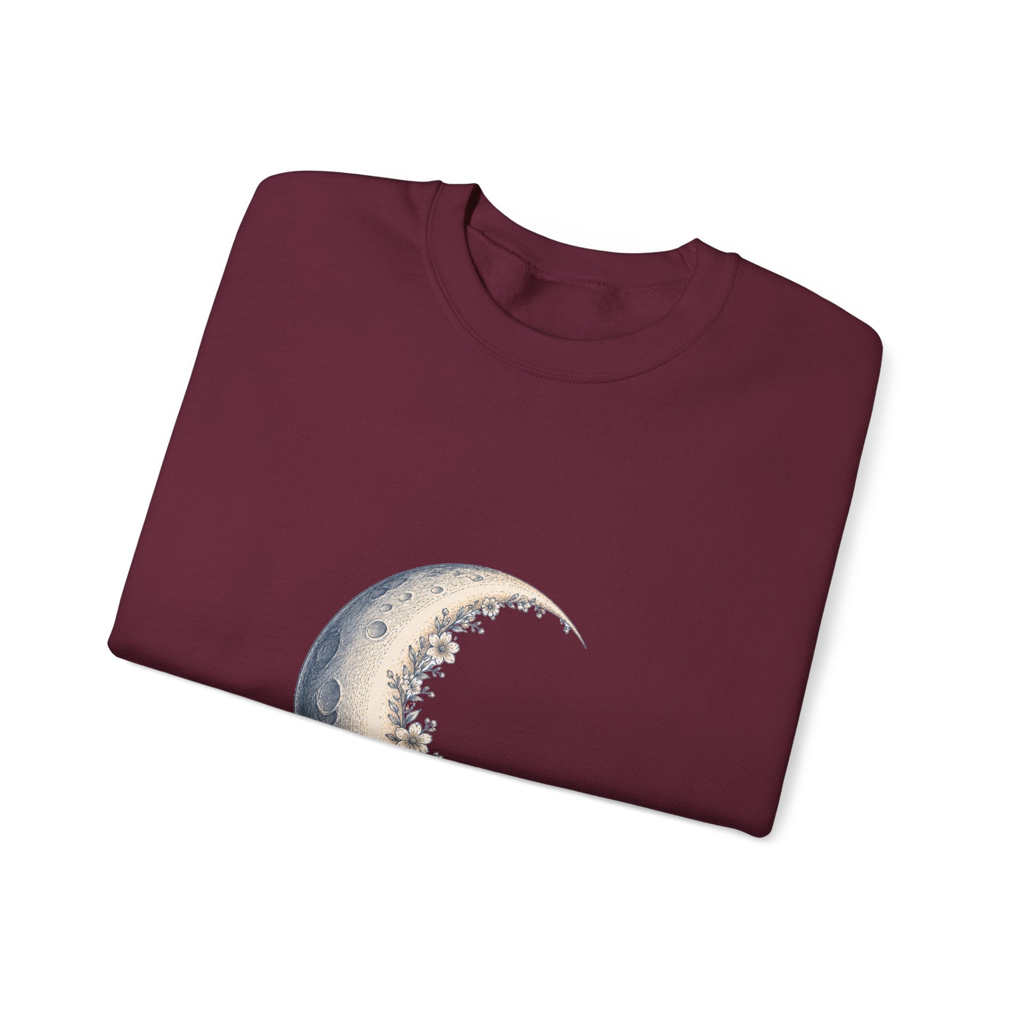 Matching Couple Sweatshirt - Waxing & Waning Moon Matching Couple Premium Fleece Sweatshirt Hand-Drawn Art His Hers Anniversary Gift - Design A
