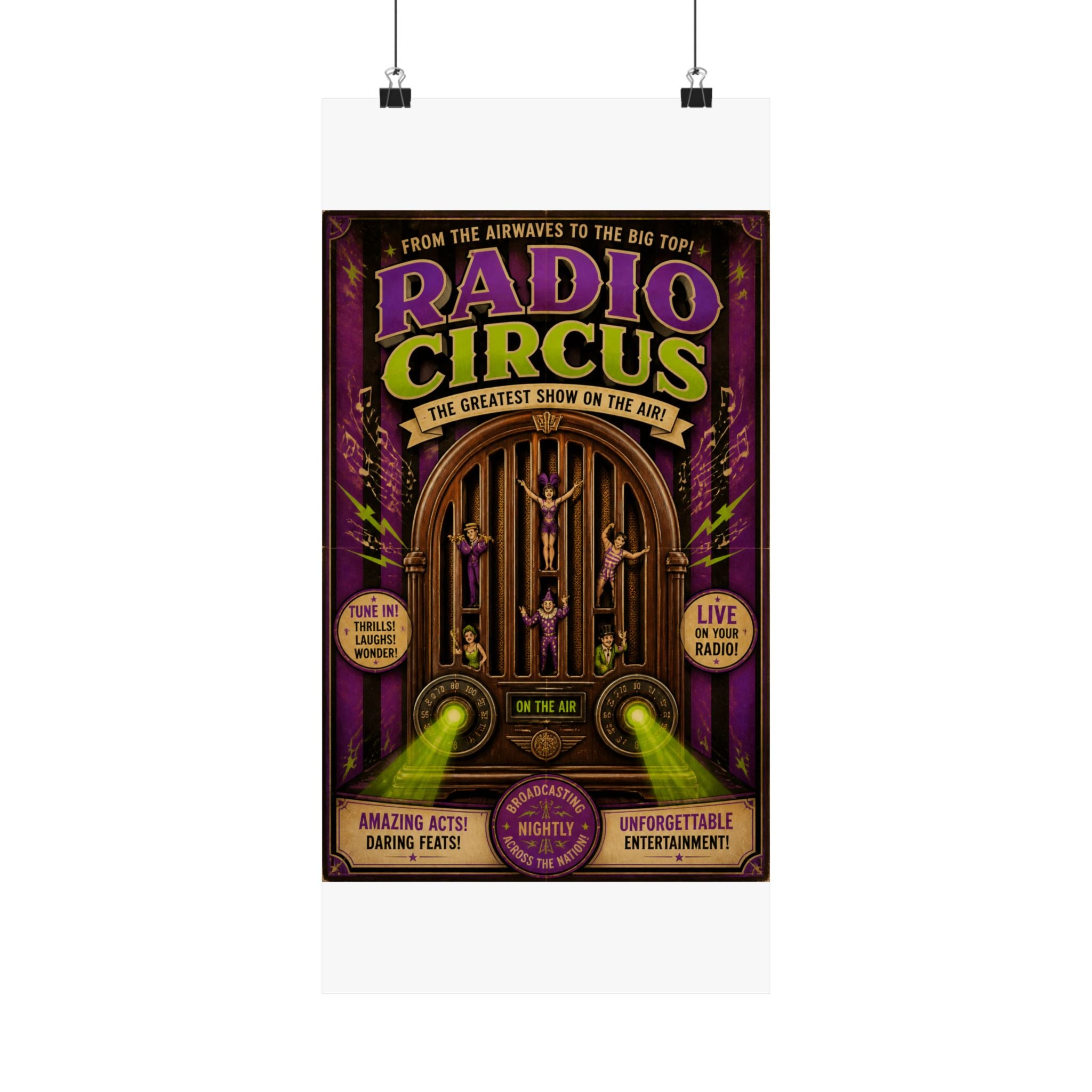 Vintage Radio Stage Wall Art Poster 24×36 Vintage Circus Bedroom Decor Maximalist Print