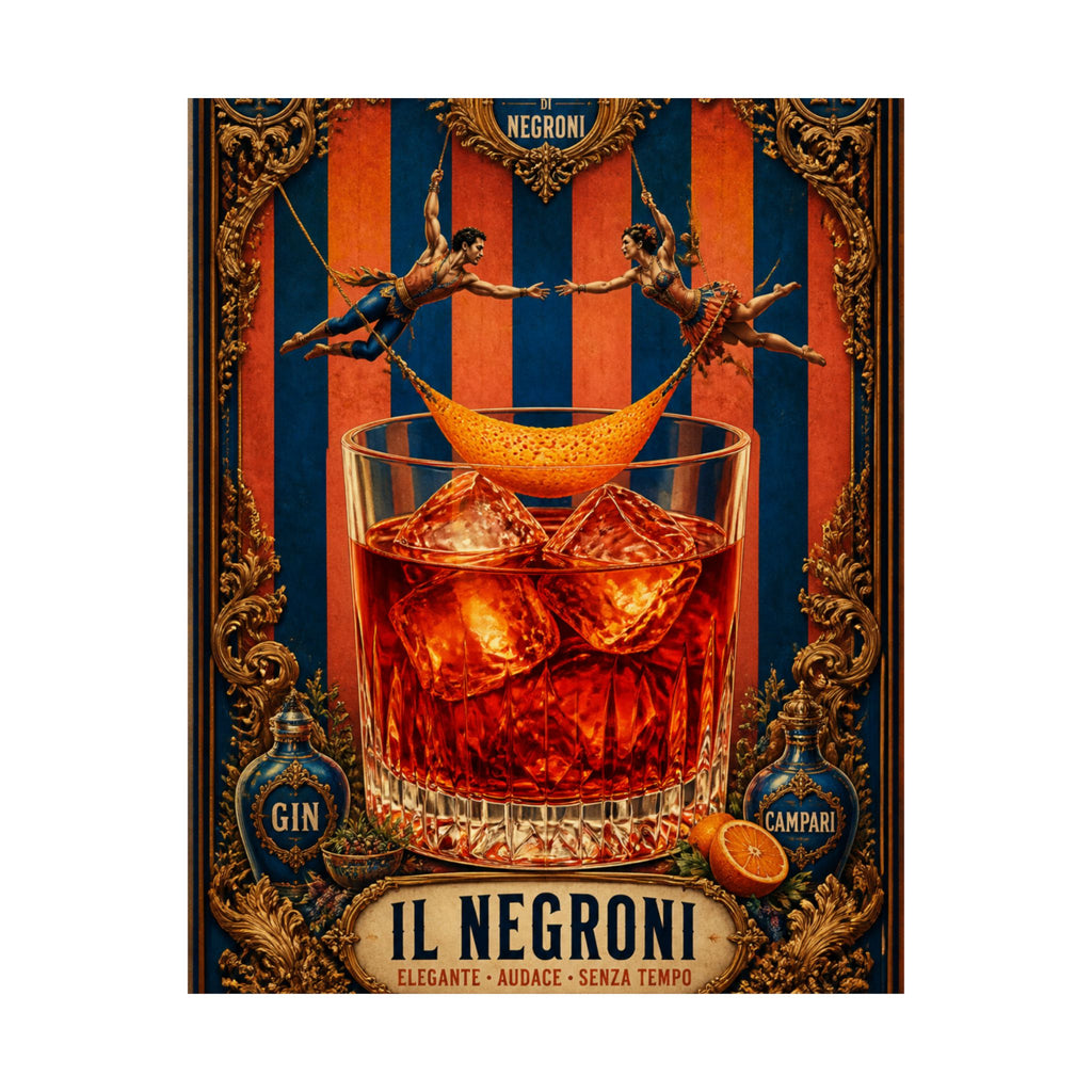 Negroni Trapeze Act Wall Art Poster 24×36 Baroque Studio Decor Maximalist Print