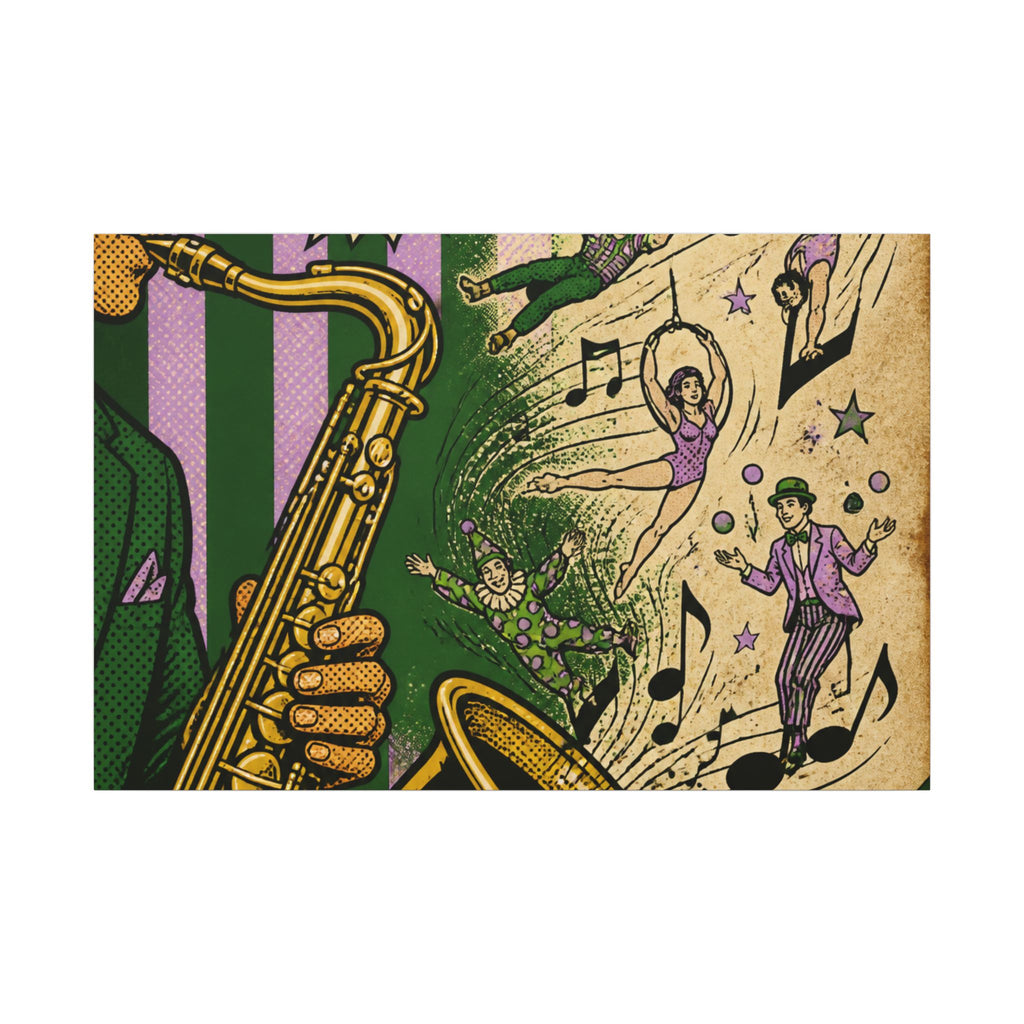 Saxophone Music Circus Wall Art Canvas 24×36 Pop Art Restaurant Decor Maximalist Print