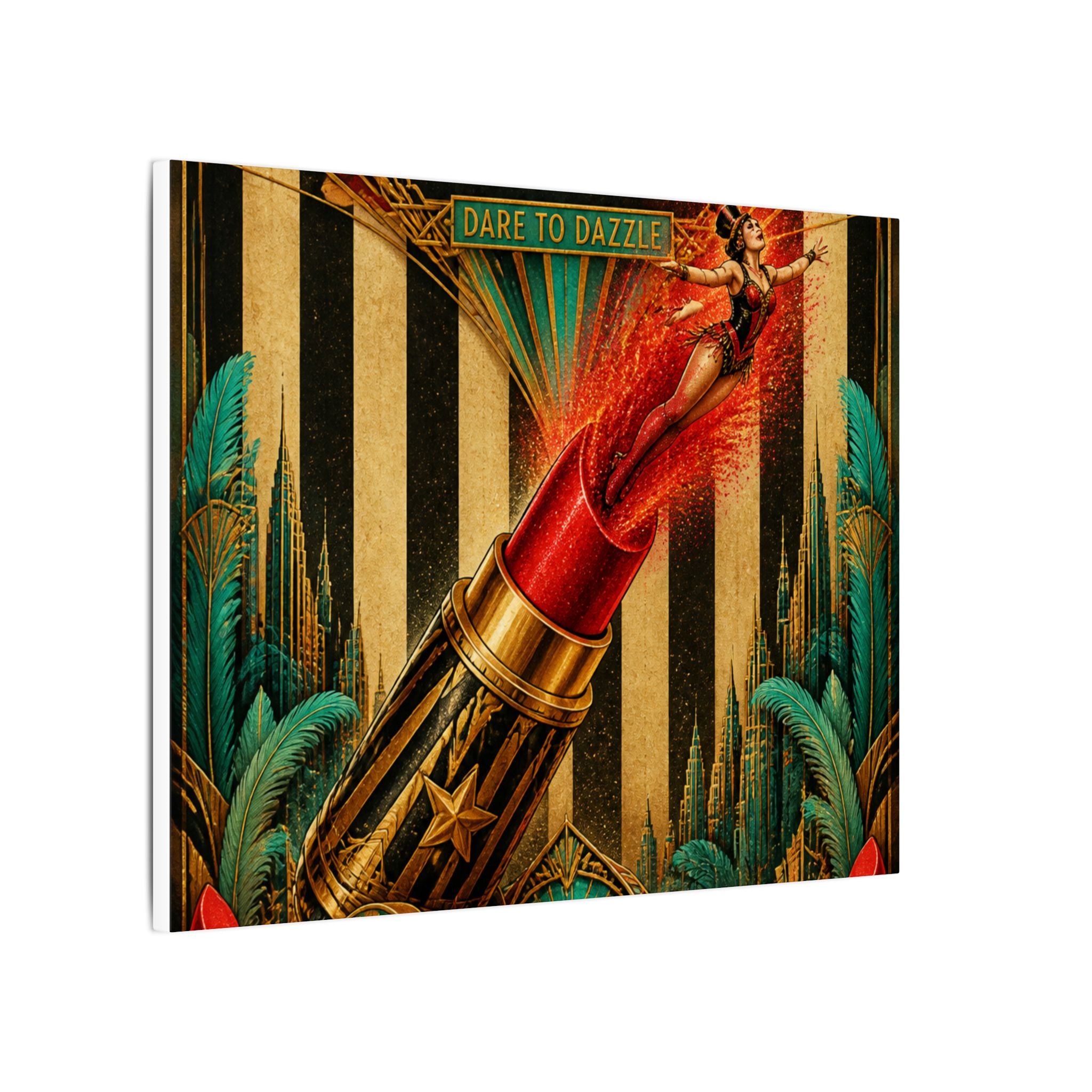 Lipstick Cannon Wall Art Canvas 16×20 Art Deco Entryway Decor Maximalist Print