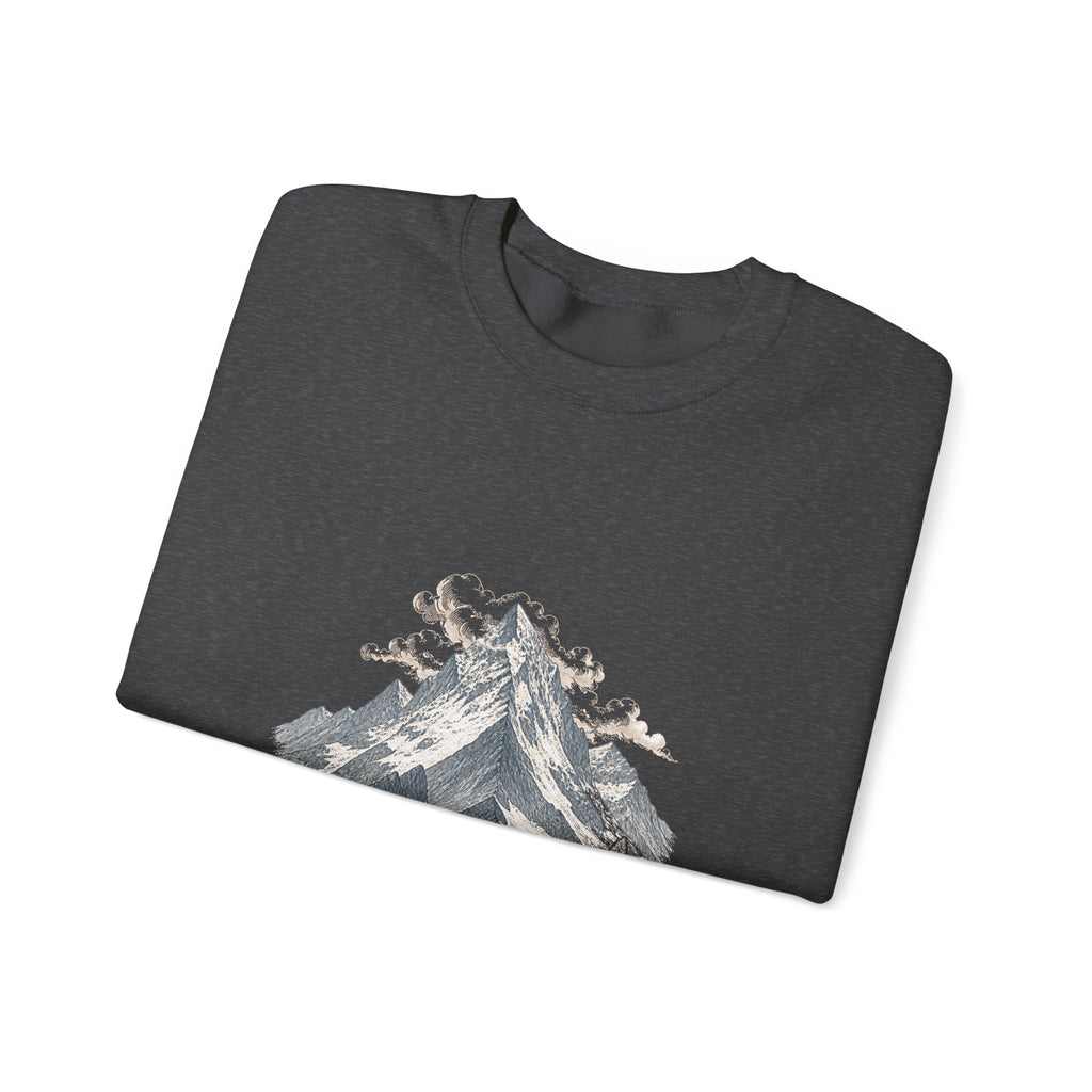 Matching Couple Sweatshirt - Mountain & Ocean Matching Couple Crewneck Sweatshirt Vintage Art His Hers Wedding Gift - Design A