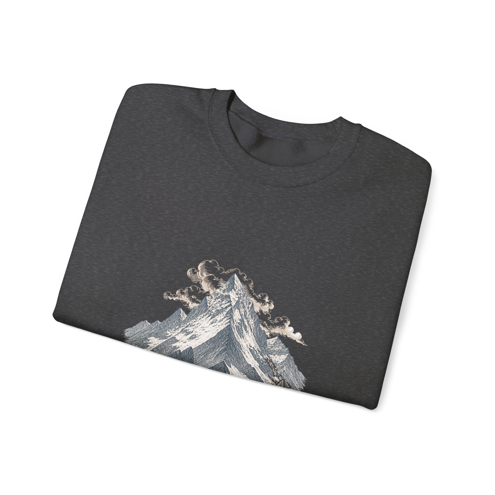 Matching Couple Sweatshirt - Mountain & Ocean Matching Couple Crewneck Sweatshirt Vintage Art His Hers Wedding Gift - Design A