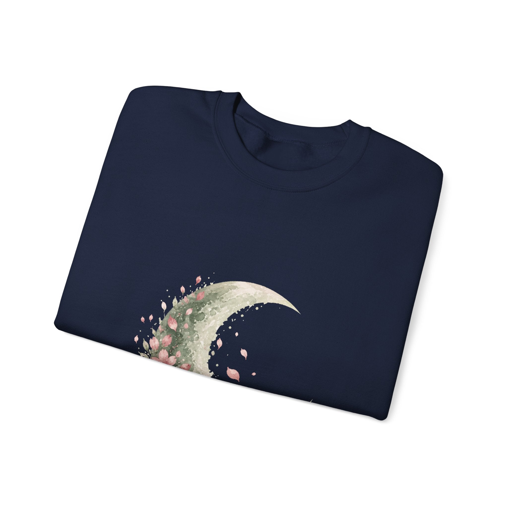 Matching Couple Sweatshirt - Waxing & Waning Moon Matching Couple Crewneck Sweatshirt Watercolor Art His Hers Engagement Gift - Design B