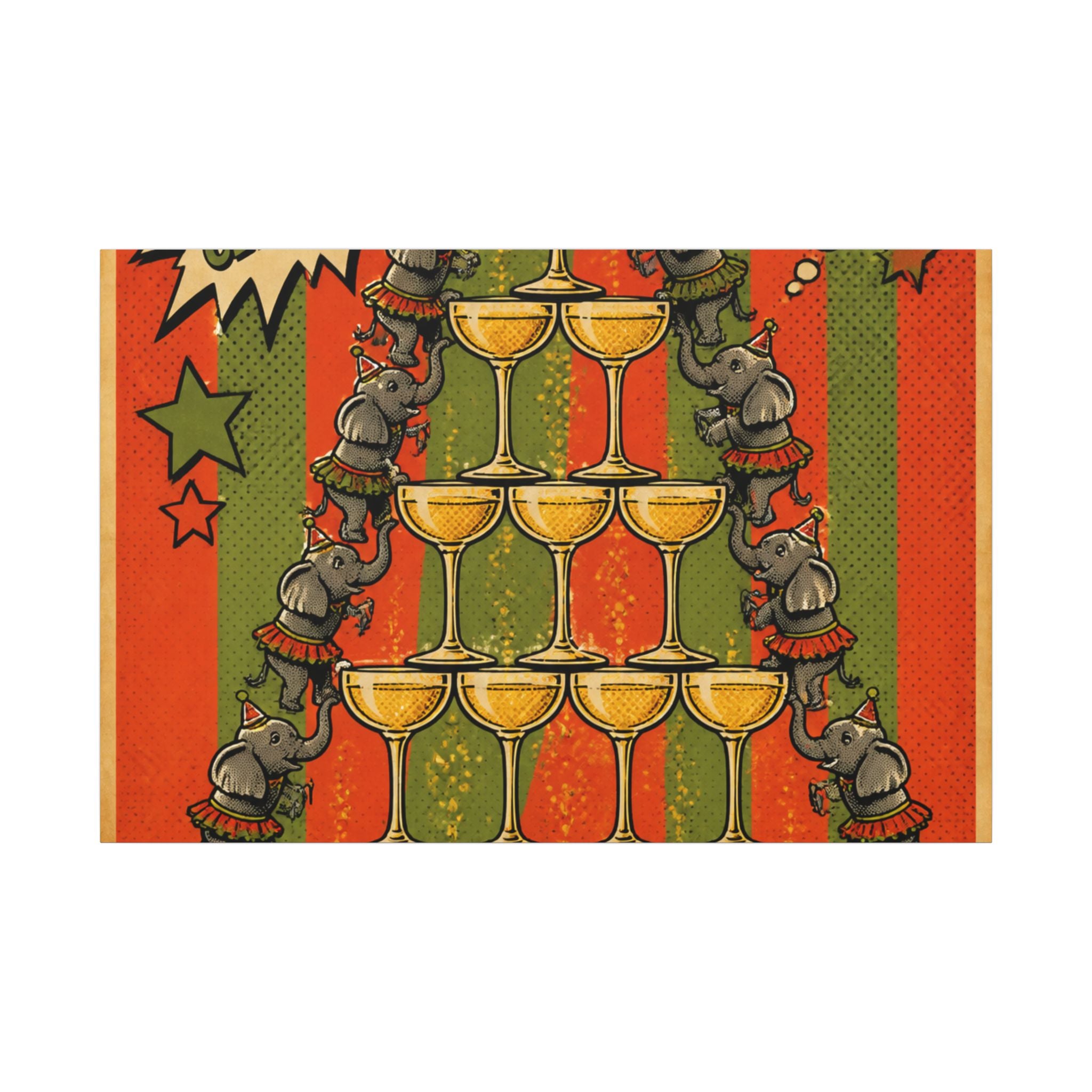 Champagne Tower Elephants Wall Art Canvas 16×20 Pop Art Living Room Decor Maximalist Print