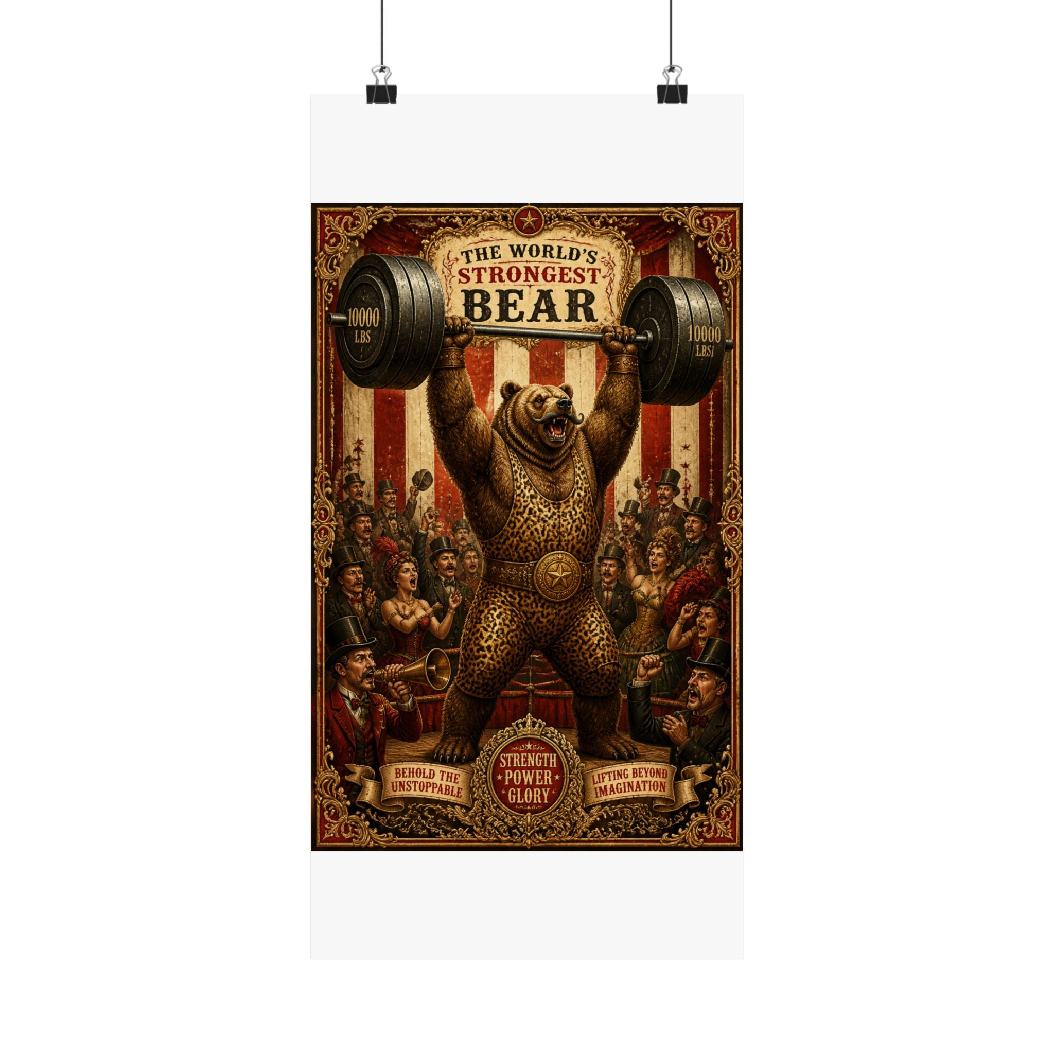 Strongman Bear Wall Art Poster 18×24 Baroque Home Office Decor Maximalist Print