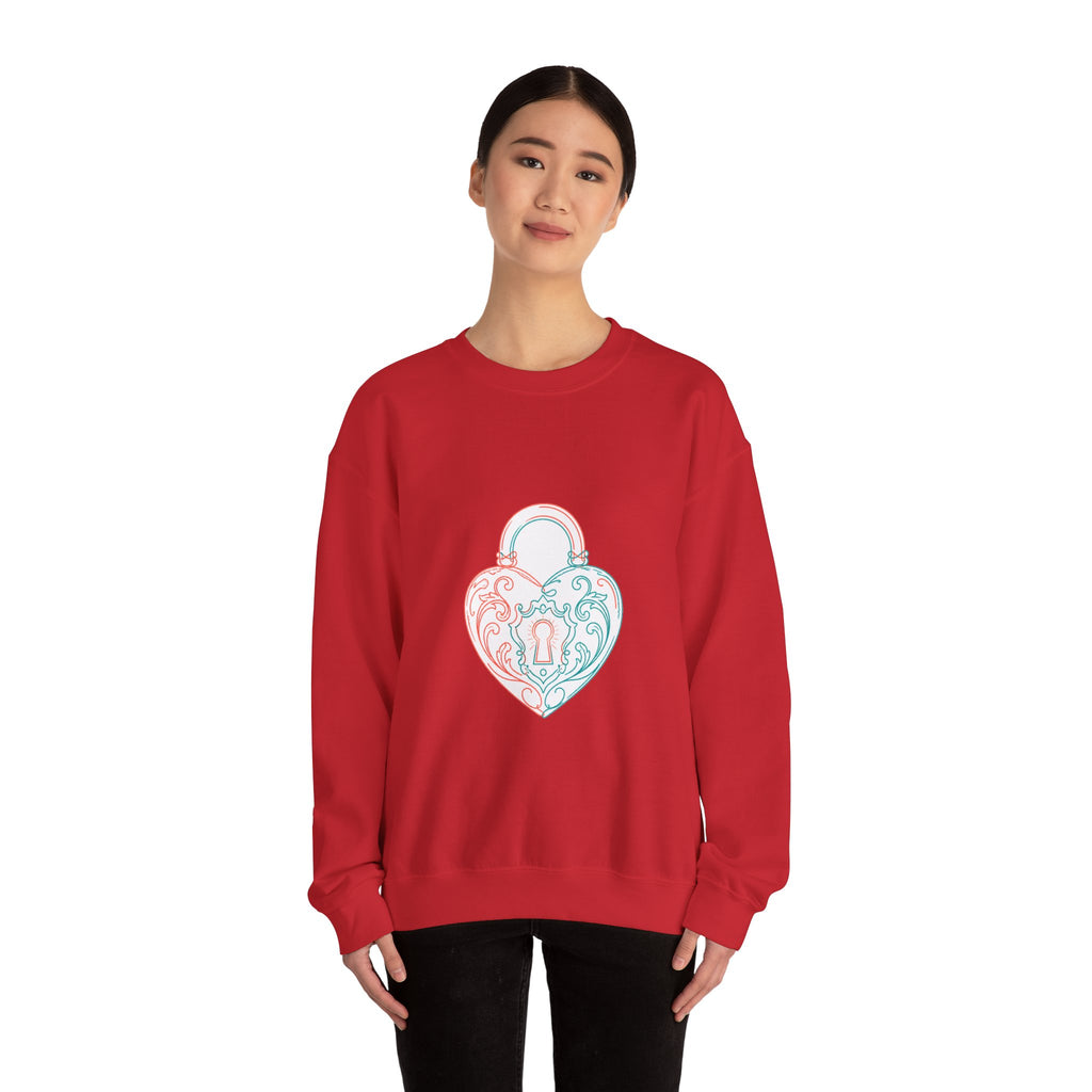 Matching Couple Sweatshirt - Key & Lock Matching Couple Crewneck Sweatshirt Minimalist Art His Hers Valentine Gift - Design B