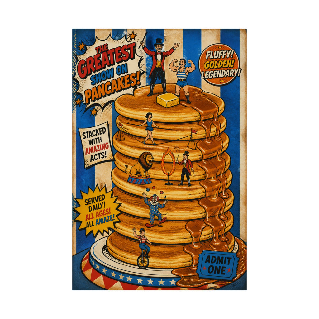 Pancake Stack Platform Wall Art Poster 24×36 Pop Art Restaurant Decor Maximalist Print