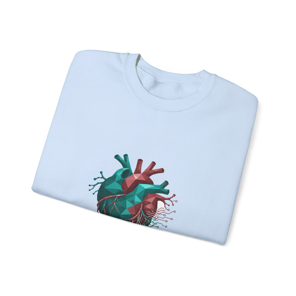 Matching Couple Sweatshirt - Robot & Heart Matching Couple Comfort Colors Crew Geometric Art His Hers Love Gift - Design B