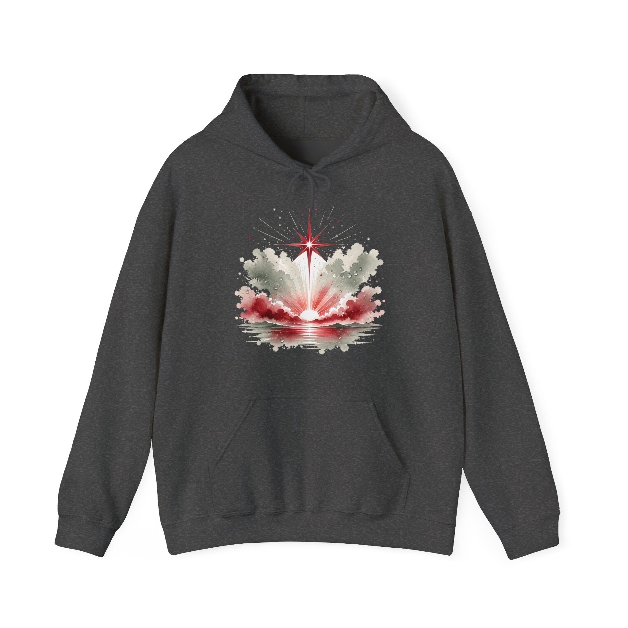 Matching Couple Sweatshirt - Evening & Morning Star Matching Couple Hooded Sweatshirt Watercolor Art His Hers Engagement Gift - Design B