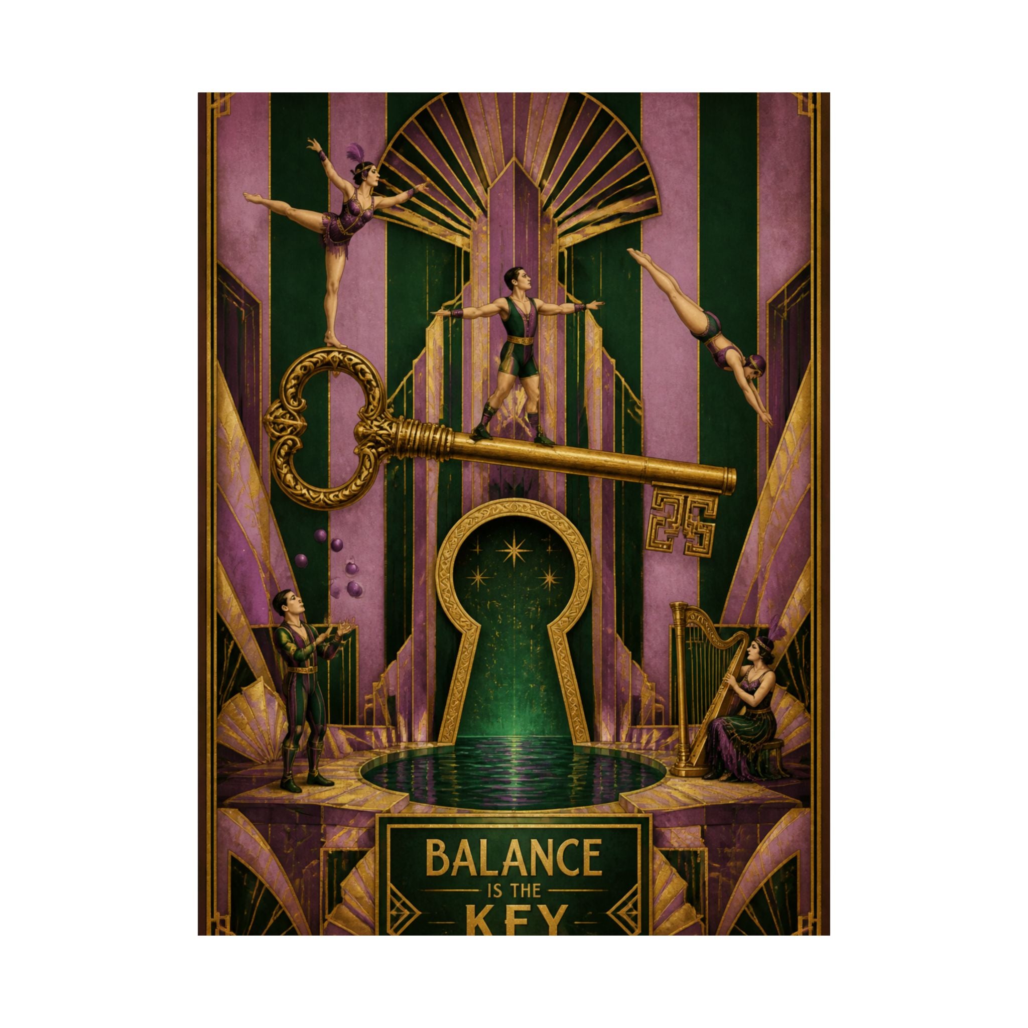 Giant Key Performance Wall Art Poster 18×24 Art Deco Entryway Decor Maximalist Print