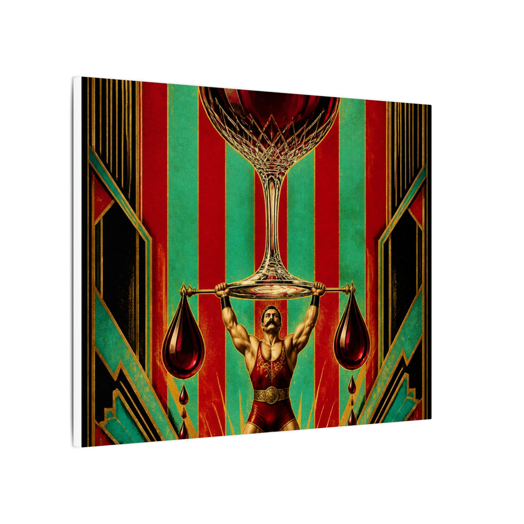 Wine Glass Strongman Wall Art Canvas 24×36 Art Deco Bar Area Decor Maximalist Print