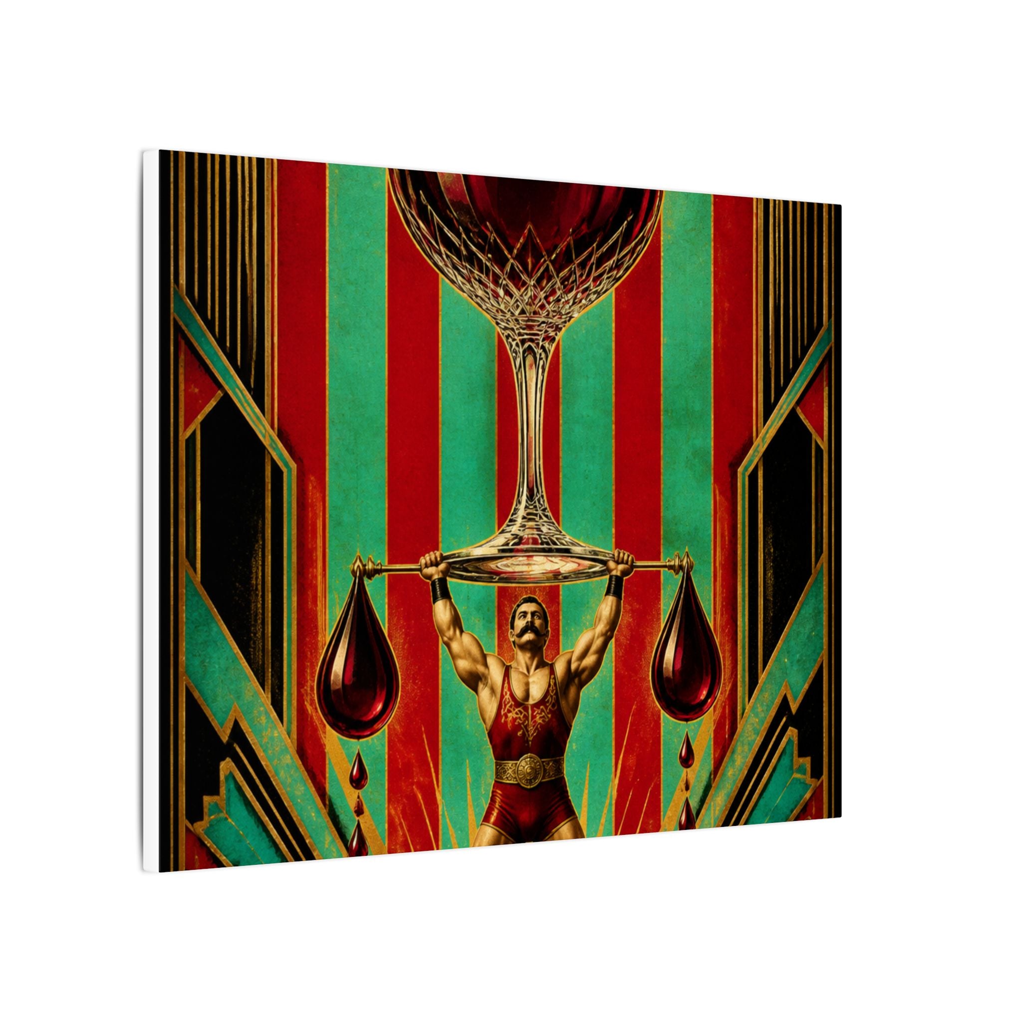 Wine Glass Strongman Wall Art Canvas 24×36 Art Deco Bar Area Decor Maximalist Print