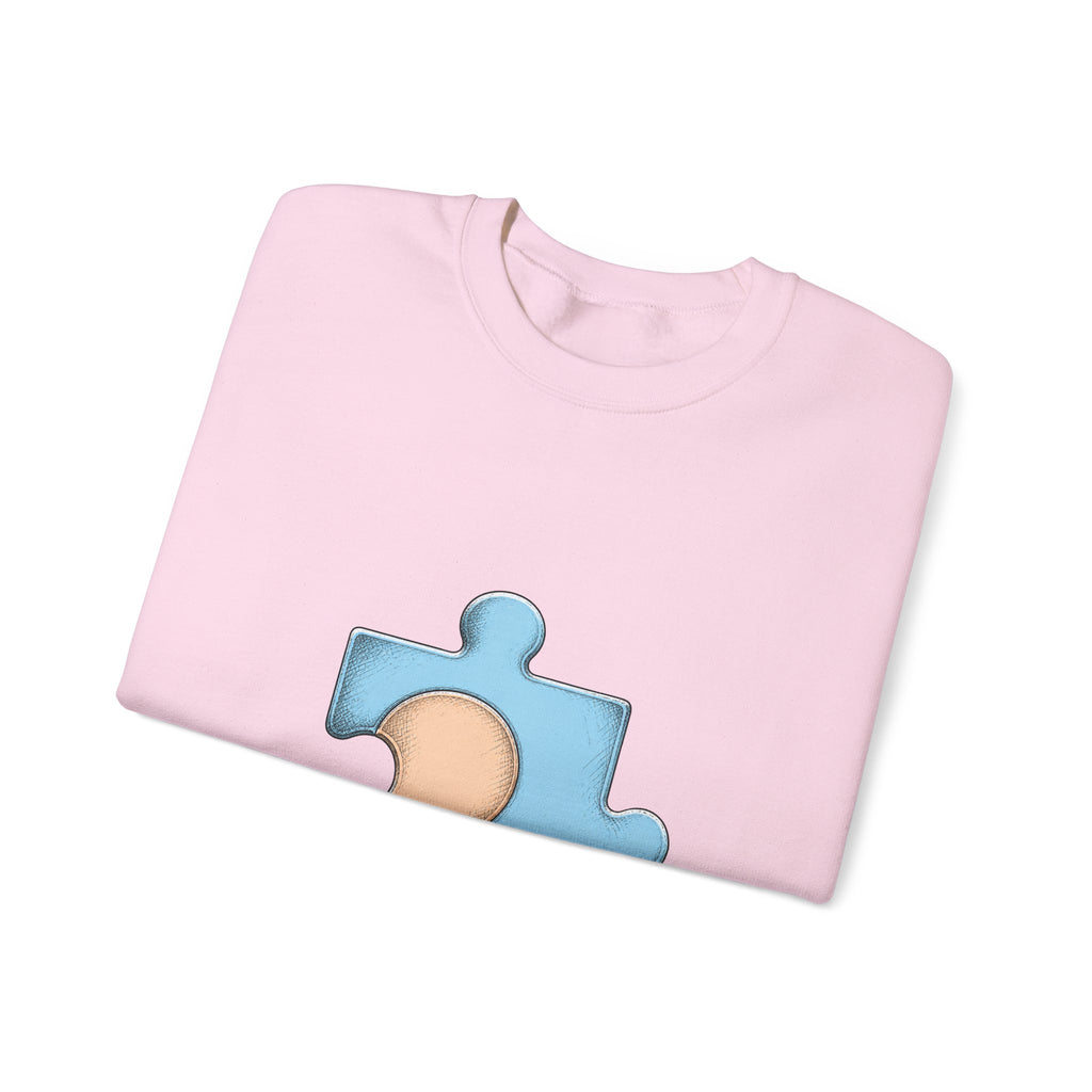 Matching Couple Sweatshirt - Puzzle Pieces Matching Couple Crewneck Sweatshirt Hand-Drawn Art His Hers Best Friend Gift - Design B