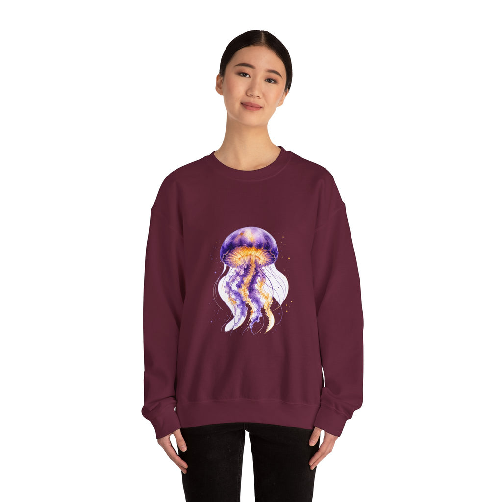 Matching Couple Sweatshirt - Octopus & Jellyfish Matching Couple Comfort Colors Crew Watercolor Art His Hers Birthday Gift - Design B