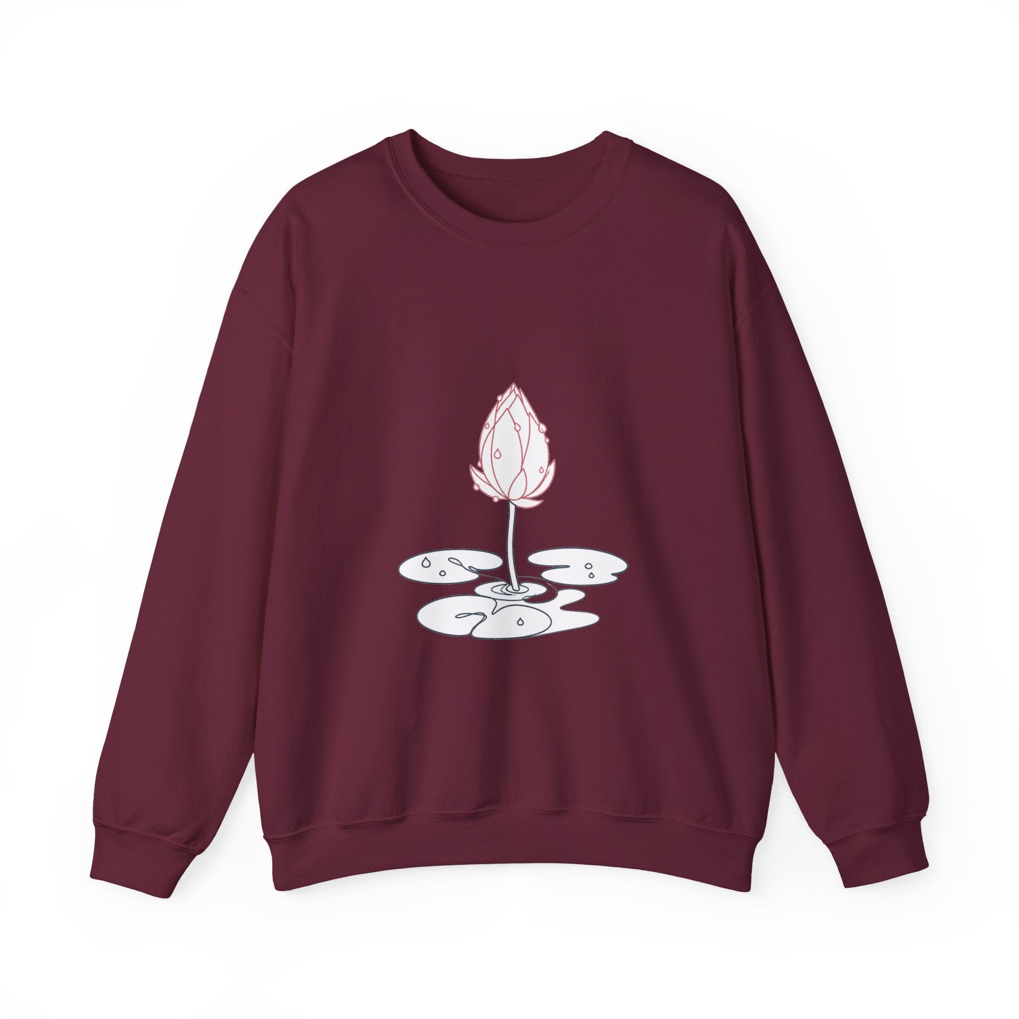 Matching Couple Sweatshirt - Open & Closed Lotus Matching Couple Crewneck Sweatshirt Minimalist Art His Hers Valentine Gift - Design B