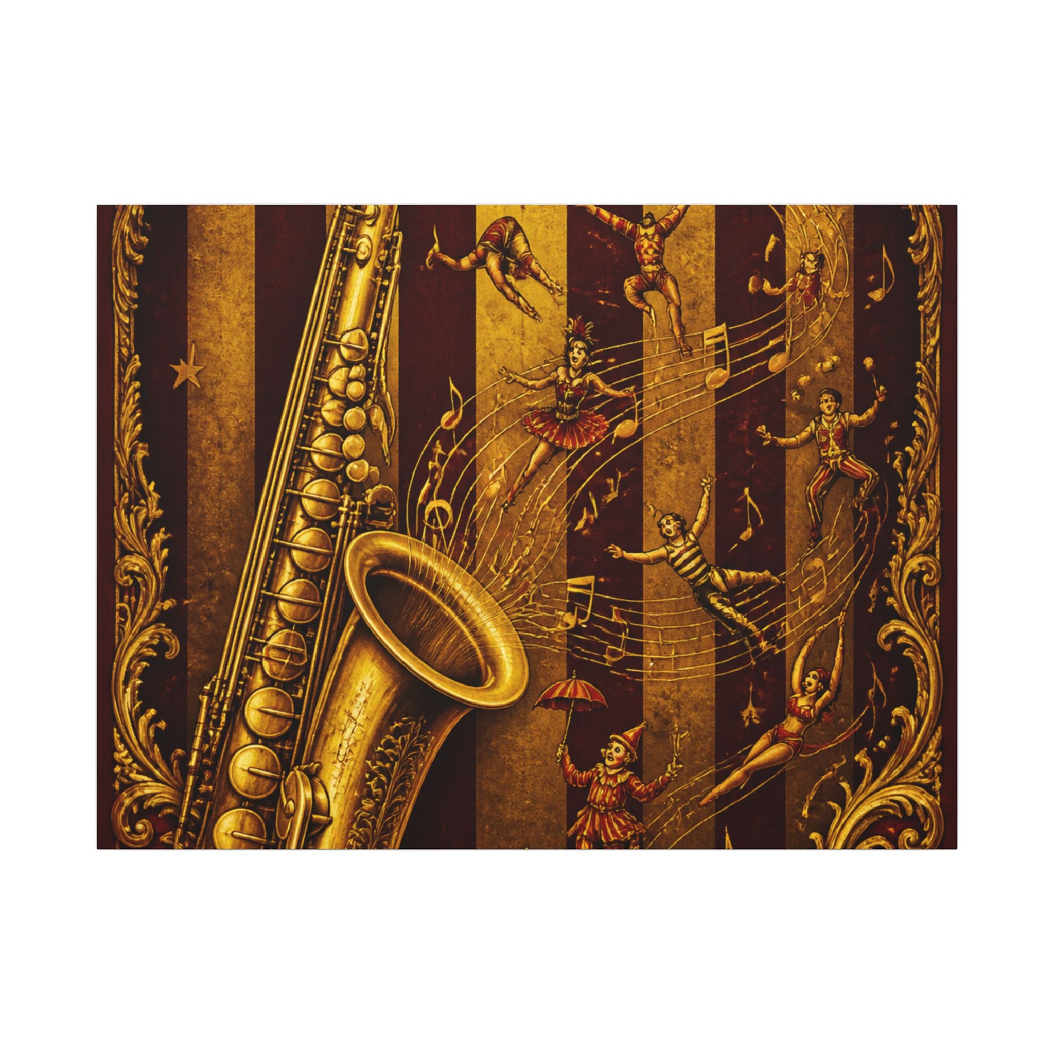 Saxophone Music Circus Wall Art Canvas 16×20 Baroque Home Office Decor Maximalist Print