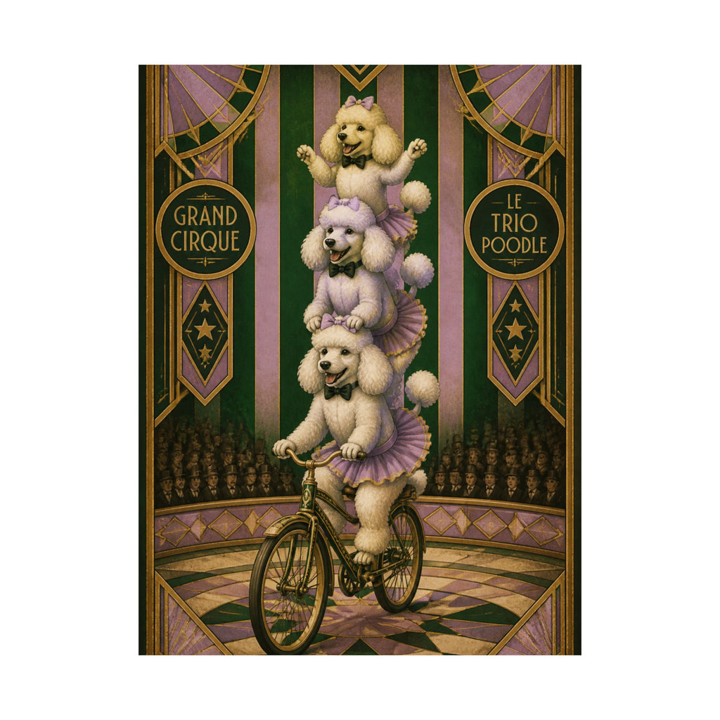 Poodle Stack Bicycle Wall Art Poster 24×36 Art Deco Bar Area Decor Maximalist Print