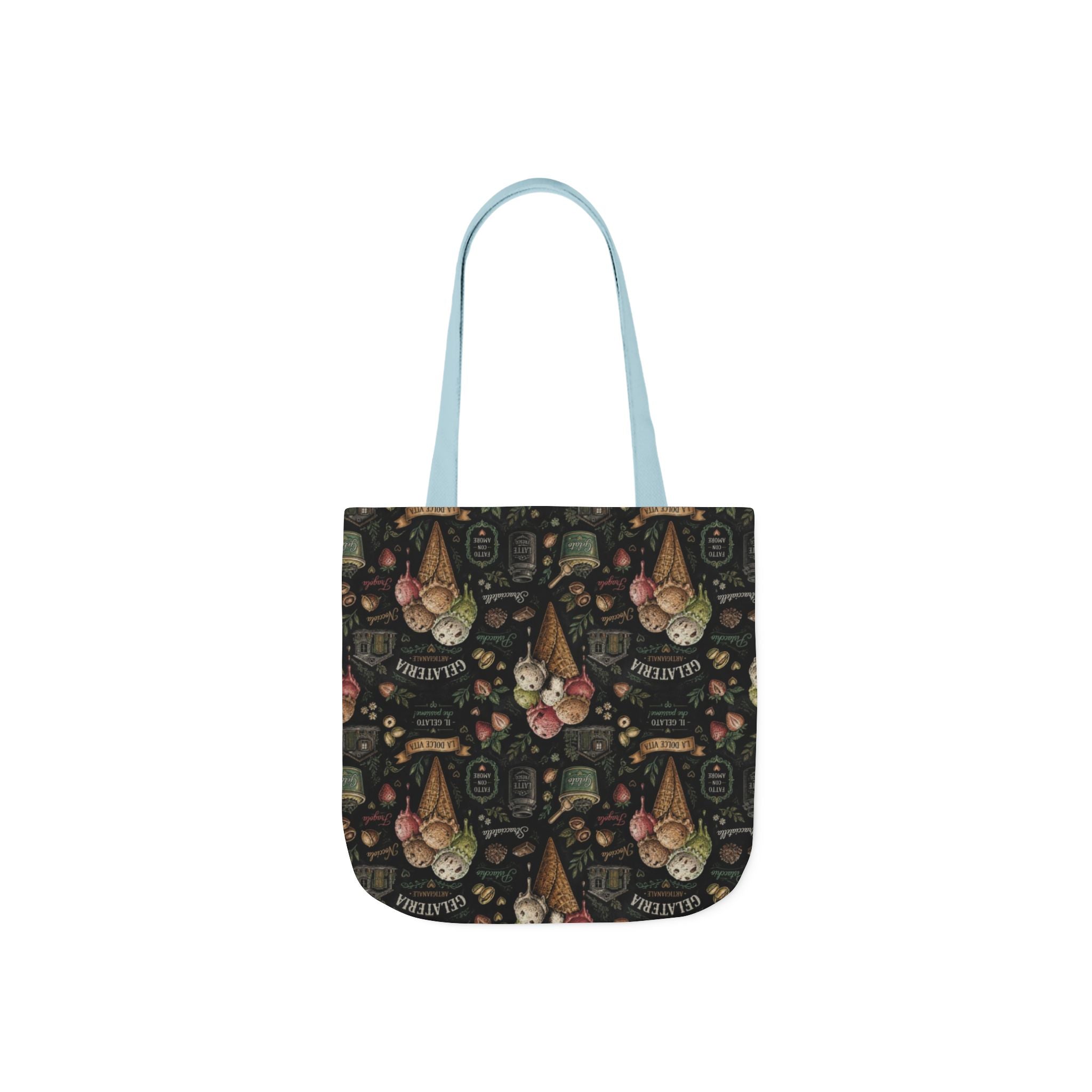 Gelato Scoops Canvas Tote Bag Mediterranean Kitchen Chalk Art Design Italian Cottagecore Gift