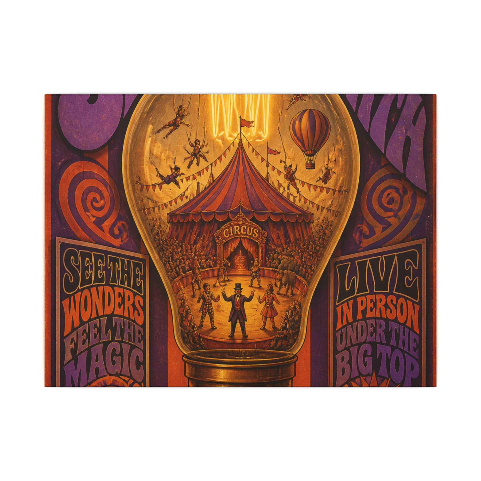 Light Bulb Circus Wall Art Canvas 24×36 Psychedelic Dining Room Decor Maximalist Print