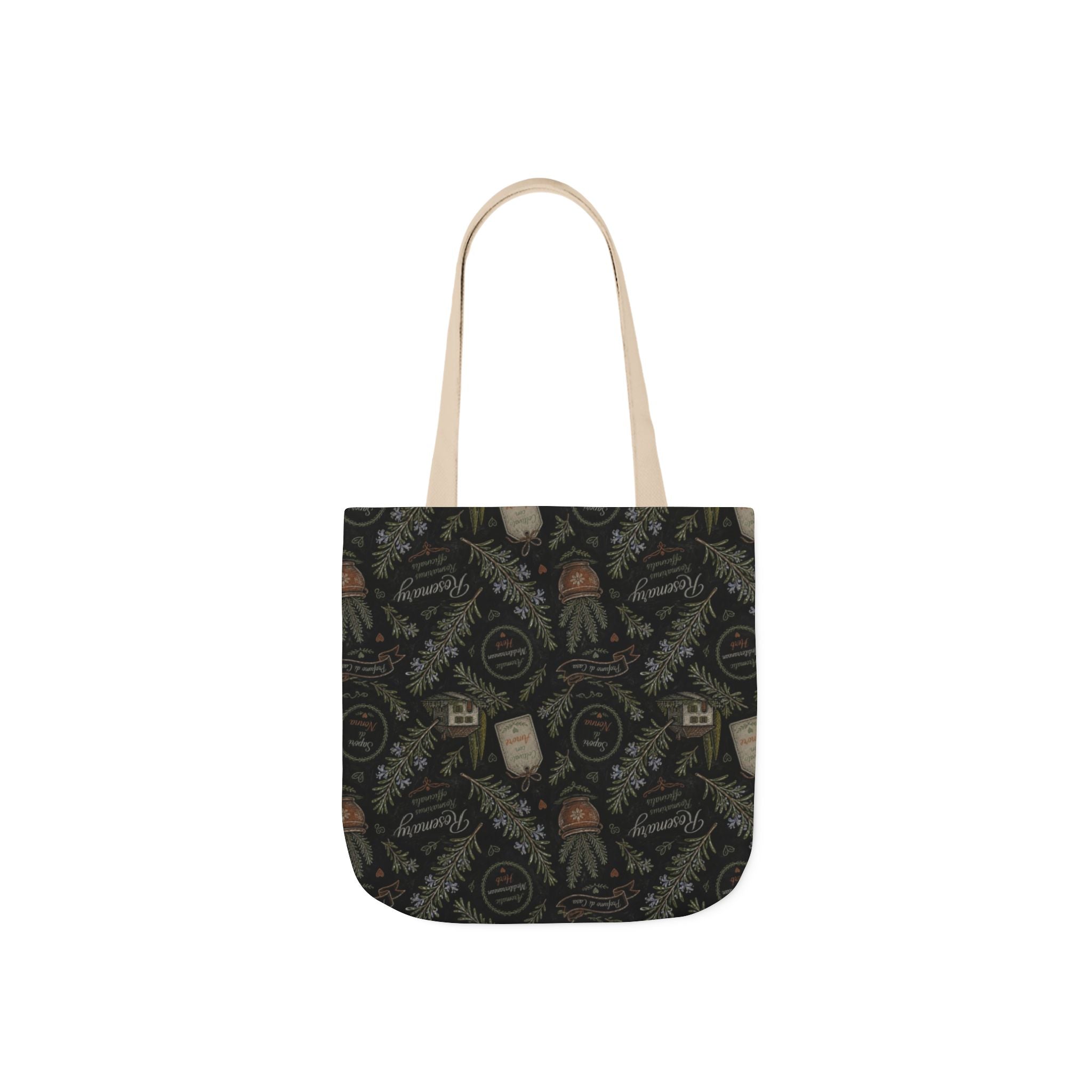 Rosemary Sprigs Canvas Tote Bag Mediterranean Kitchen Chalk Art Design Italian Cottagecore Gift