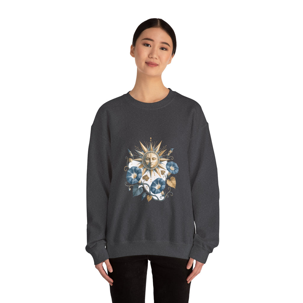 Matching Couple Sweatshirt - Sun & Moon Matching Couple Crewneck Sweatshirt Geometric Art His Hers Couple Gift - Design B