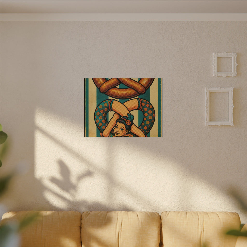 Pretzel Contortionist Wall Art Canvas 24×36 Pop Art Restaurant Decor Maximalist Print