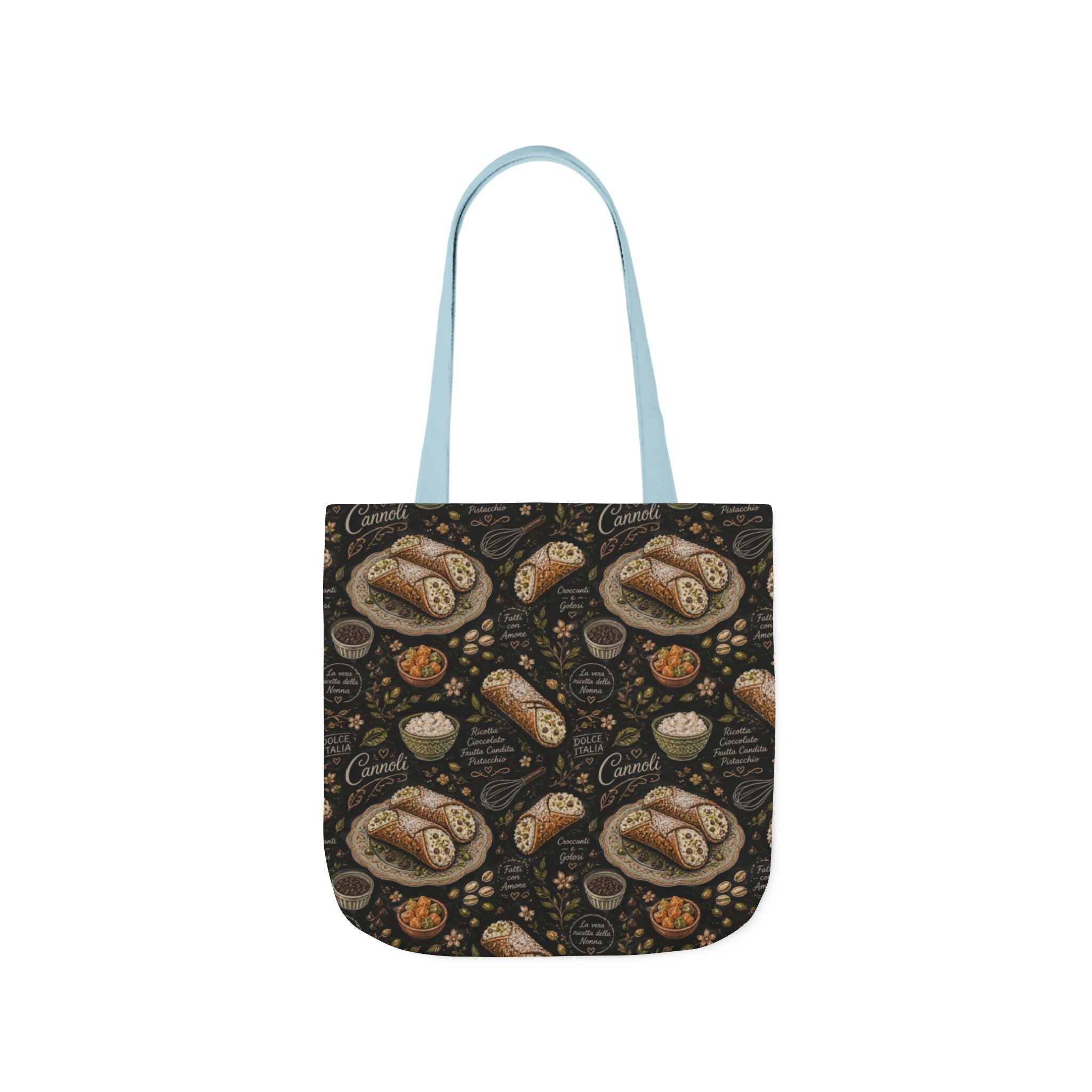 Sicilian Cannoli Canvas Tote Bag Mediterranean Kitchen Chalk Art Design Italian Cottagecore Gift