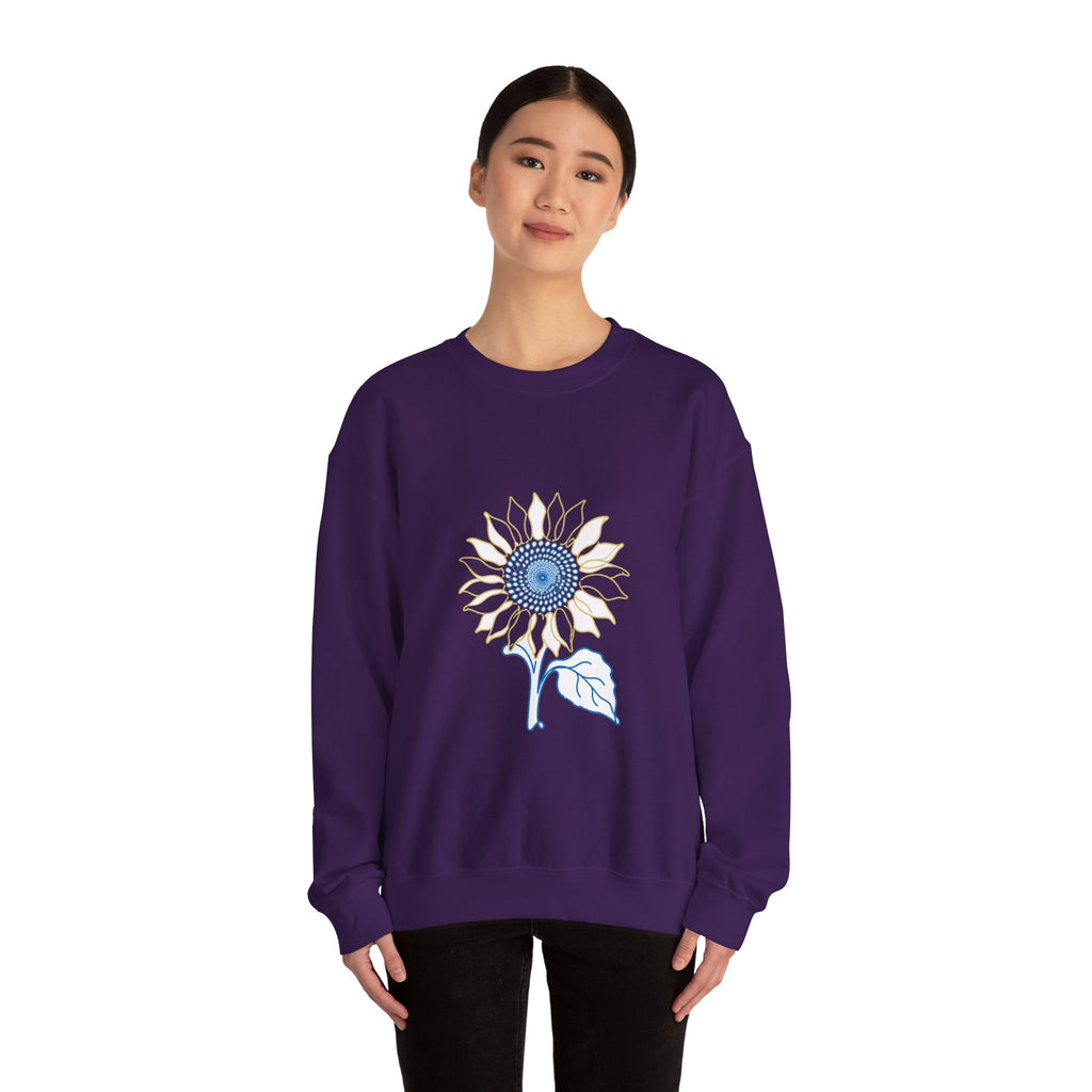 Matching Couple Sweatshirt - Sunflower & Moonflower Matching Couple Crewneck Sweatshirt Minimalist Art His Hers Valentine Gift - Design A