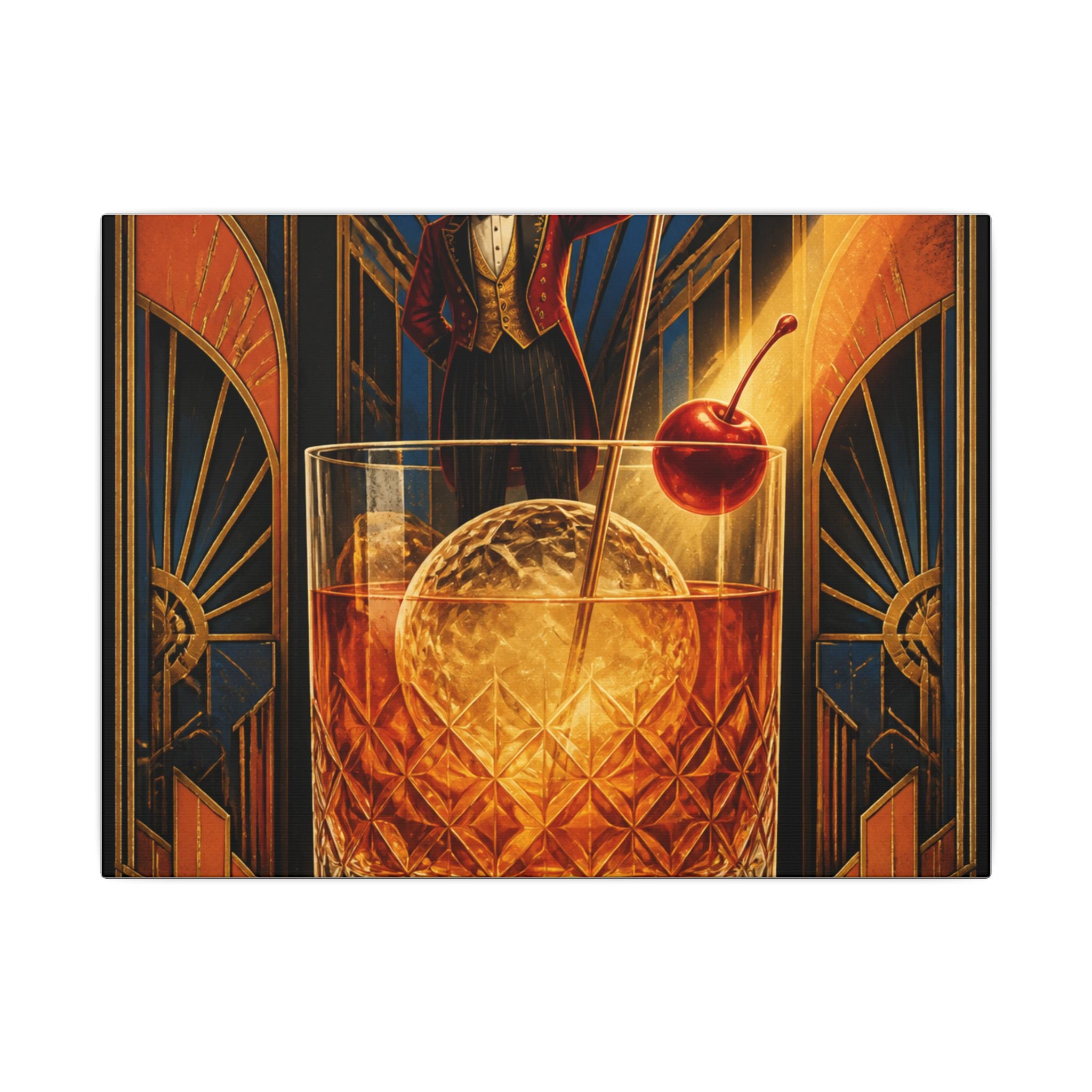 Old Fashioned Ringmaster Wall Art Canvas 24×36 Art Deco Bar Area Decor Maximalist Print