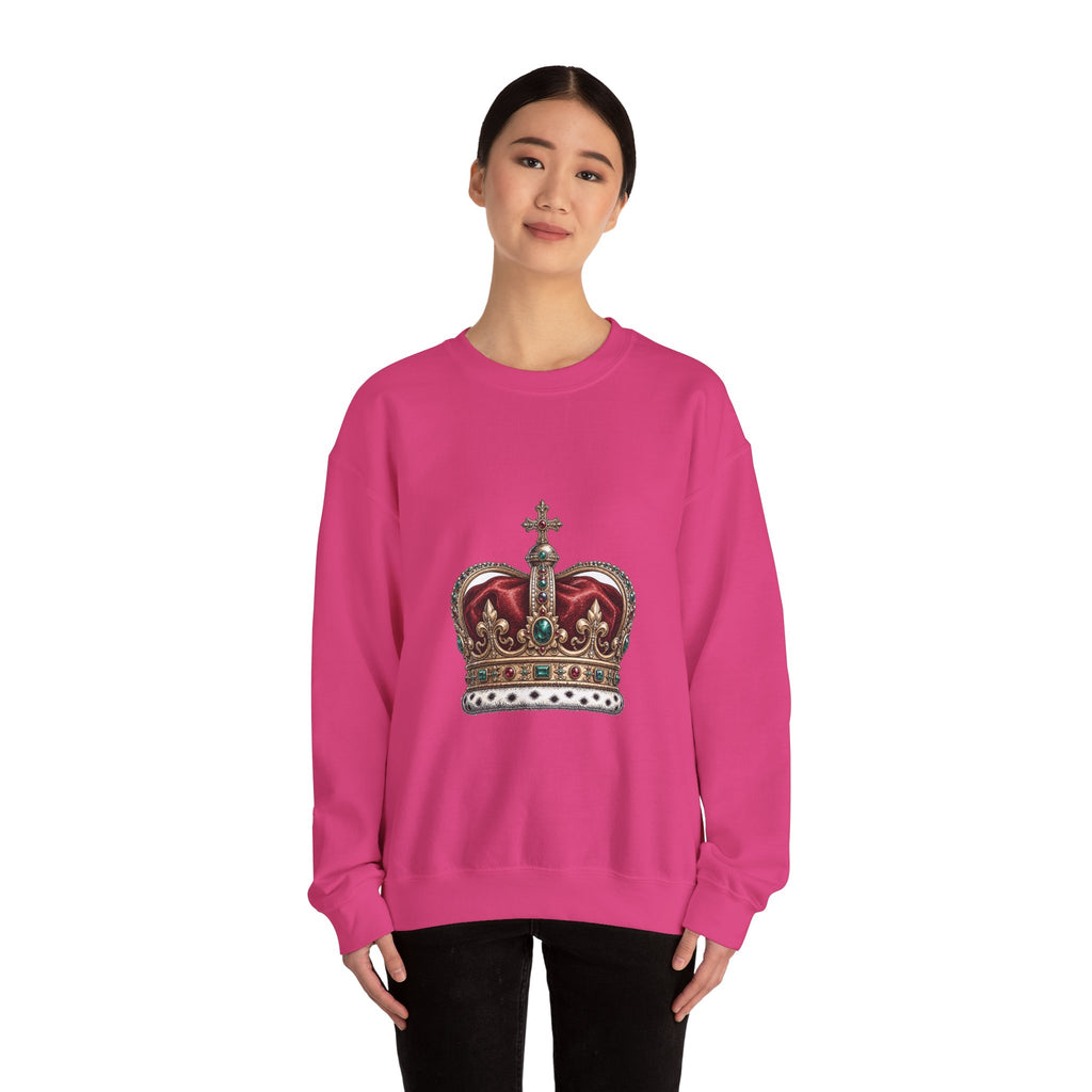 Matching Couple Sweatshirt - Crown & Shield Matching Couple Crewneck Sweatshirt Hand-Drawn Art His Hers Best Friend Gift - Design A