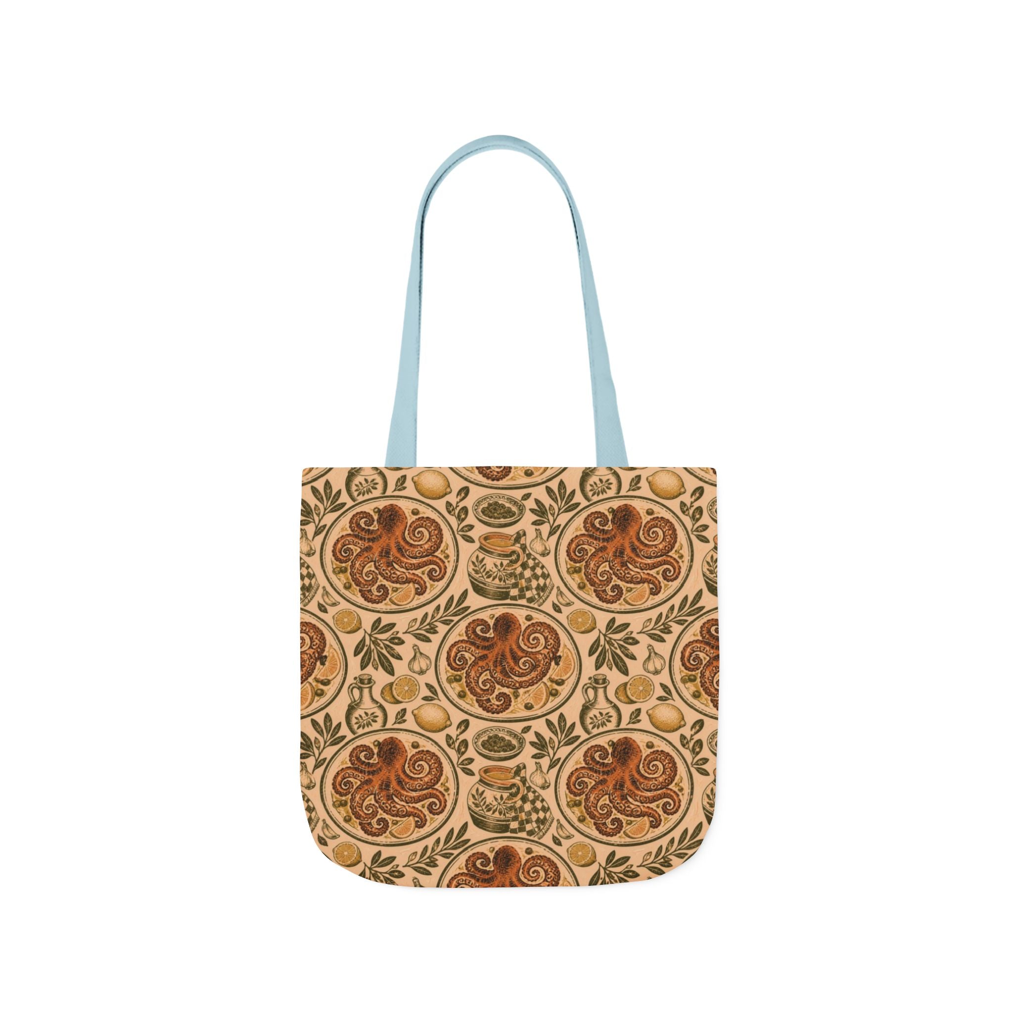 Grilled Octopus Canvas Tote Bag Mediterranean Kitchen Linocut Design Italian Cottagecore Gift