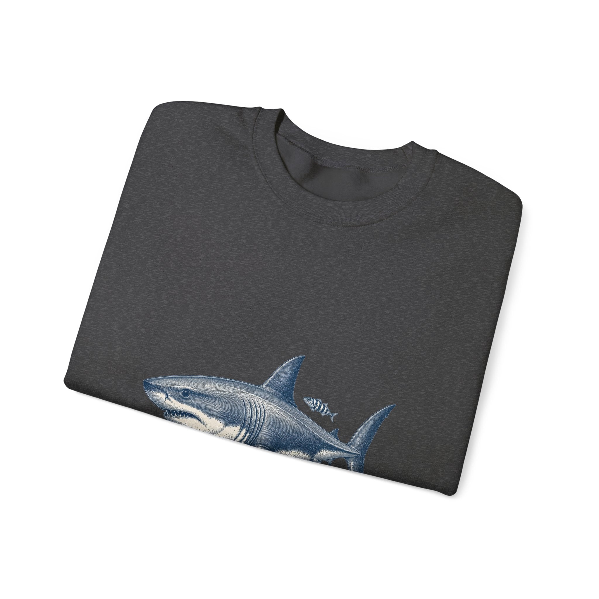Matching Couple Sweatshirt - Shark & Dolphin Matching Couple Premium Fleece Sweatshirt Vintage Art His Hers Honeymoon Gift - Design A
