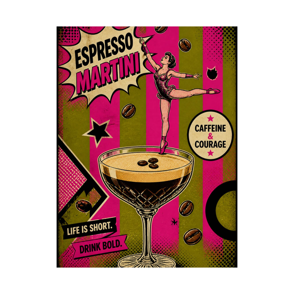 Espresso Martini Acrobat Wall Art Poster 24×36 Pop Art Restaurant Decor Maximalist Print