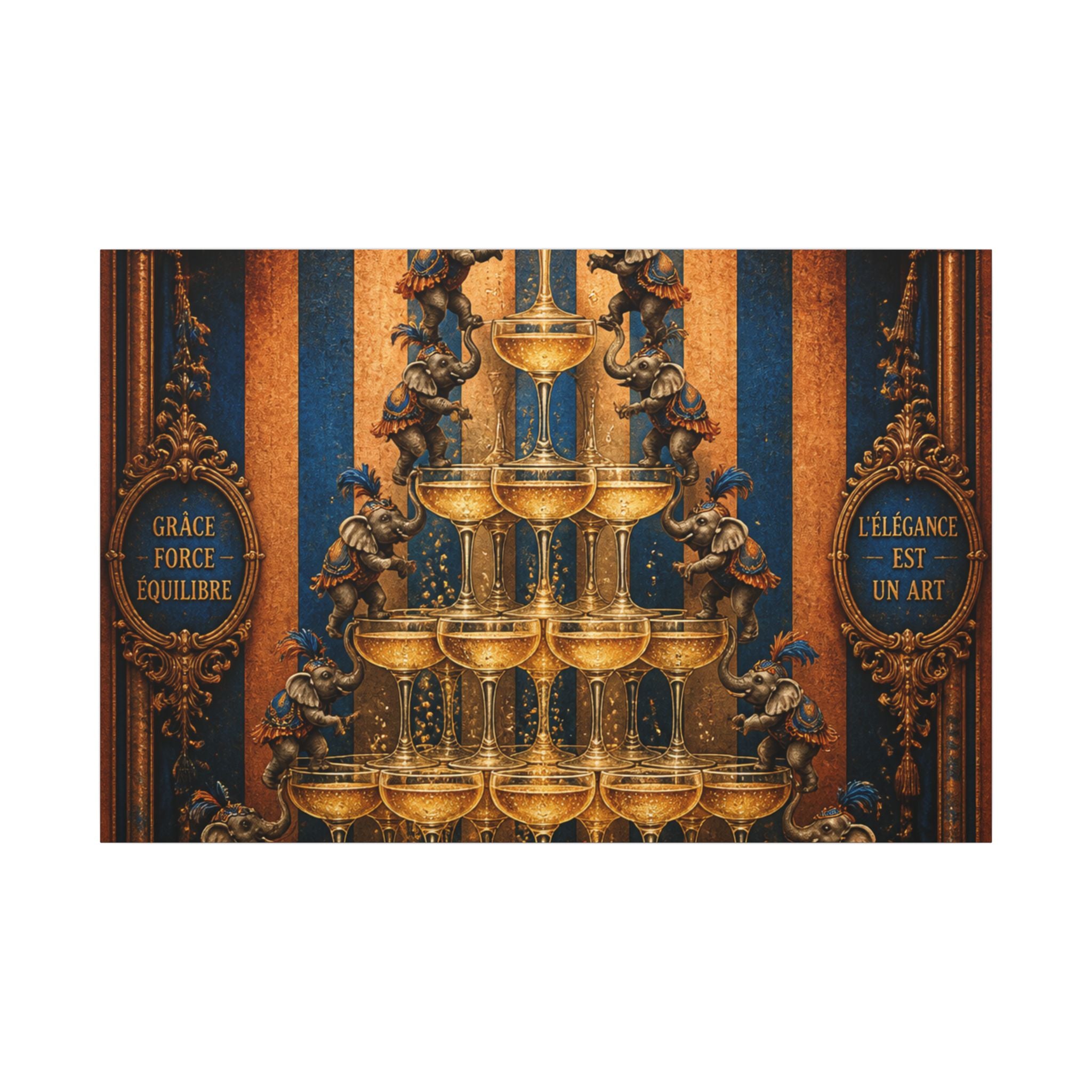 Champagne Tower Elephants Wall Art Canvas 24×36 Baroque Studio Decor Maximalist Print