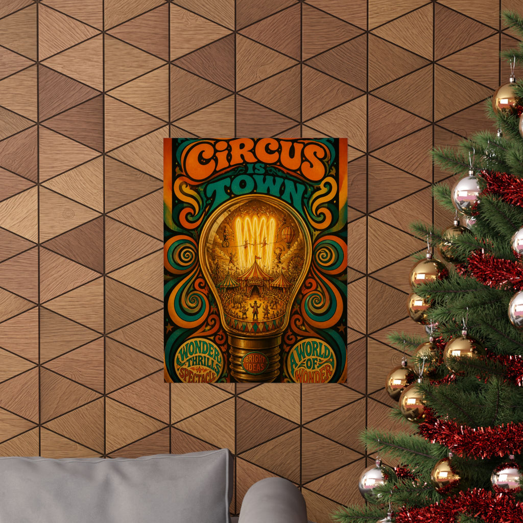 Light Bulb Circus Wall Art Poster 18×24 Psychedelic Cafe Decor Maximalist Print