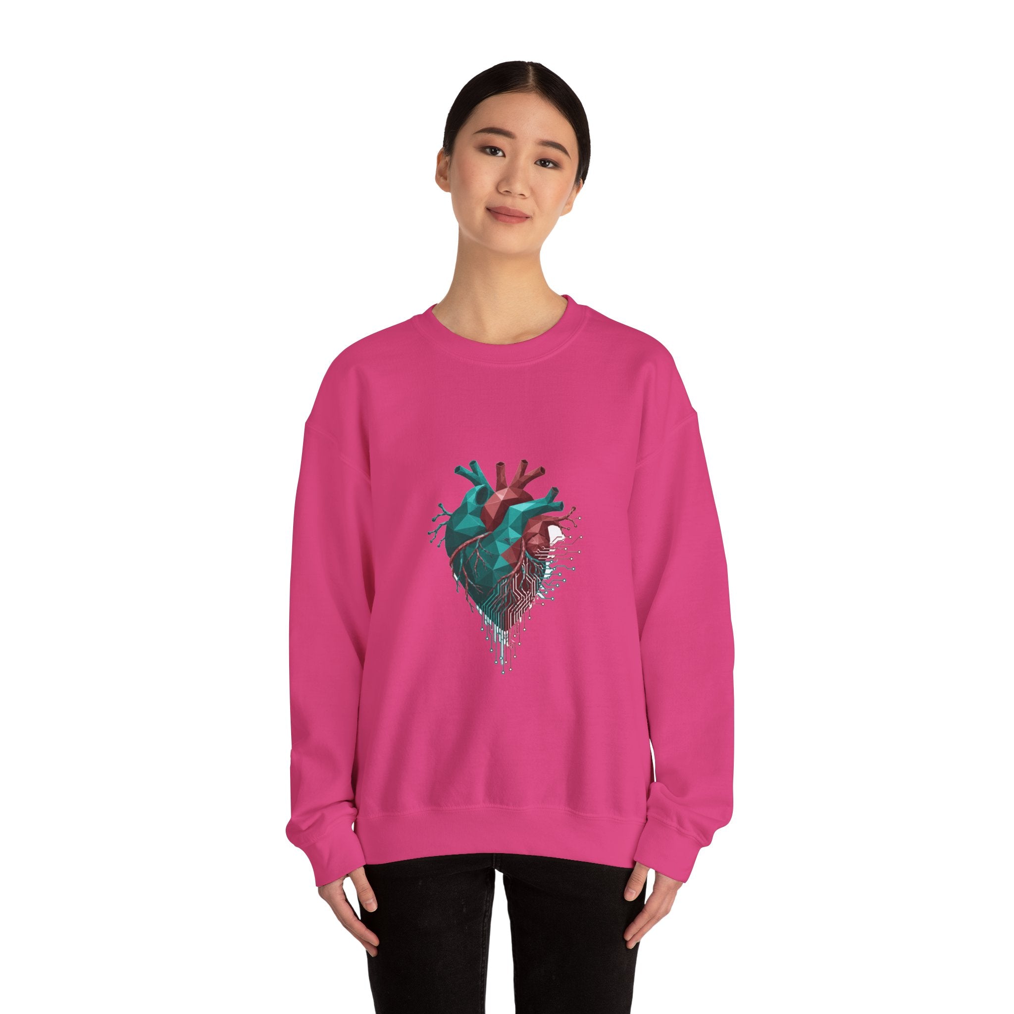 Matching Couple Sweatshirt - Robot & Heart Matching Couple Comfort Colors Crew Geometric Art His Hers Love Gift - Design B