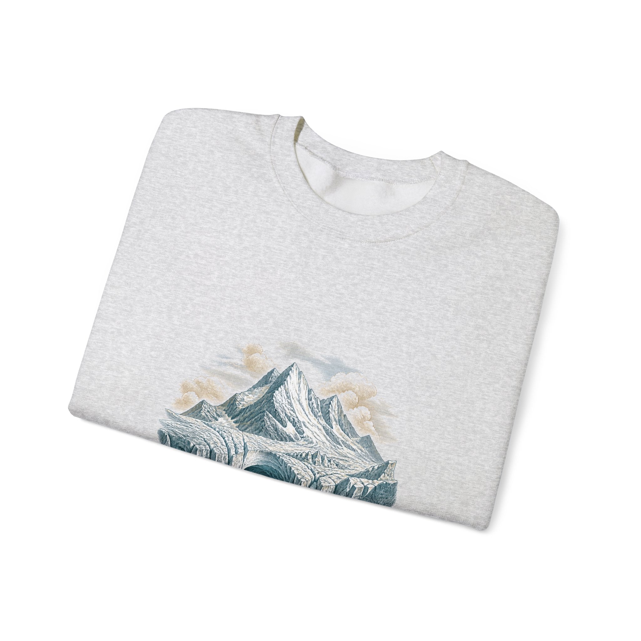 Matching Couple Sweatshirt - Volcano & Glacier Matching Couple Premium Fleece Sweatshirt Vintage Art His Hers Honeymoon Gift - Design B