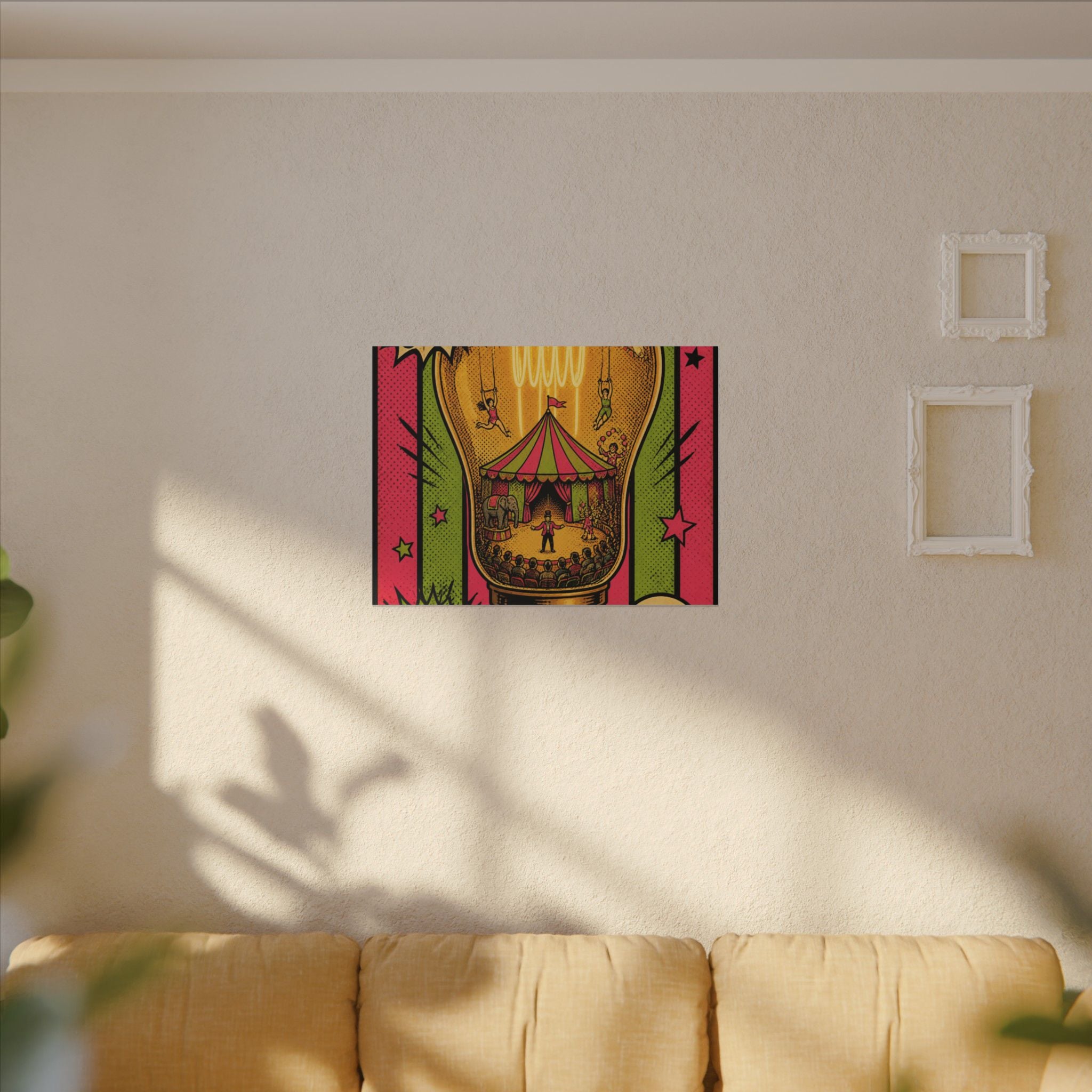 Light Bulb Circus Wall Art Canvas 16×20 Pop Art Living Room Decor Maximalist Print