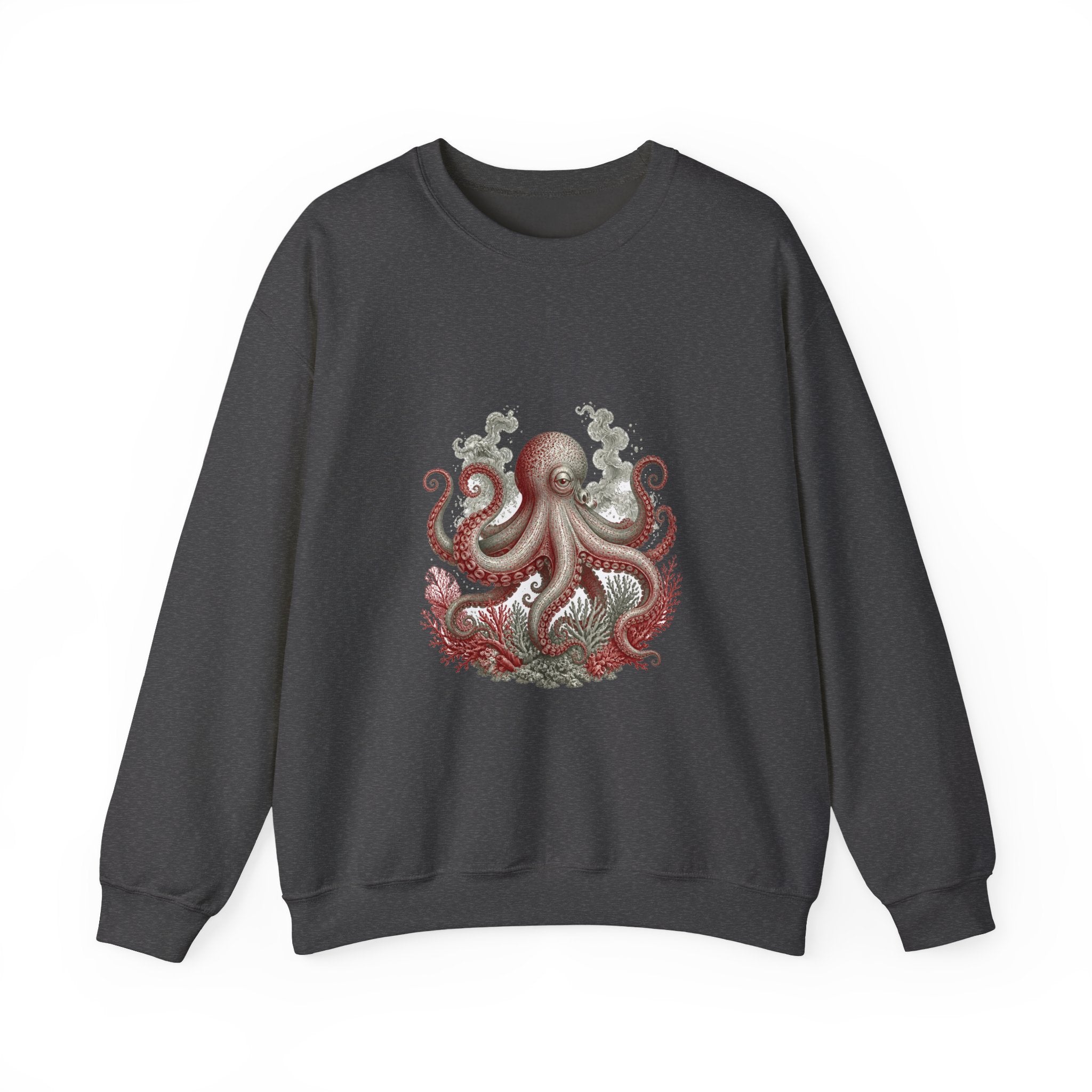 Matching Couple Sweatshirt - Octopus & Jellyfish Matching Couple Crewneck Sweatshirt Vintage Art His Hers Wedding Gift - Design A